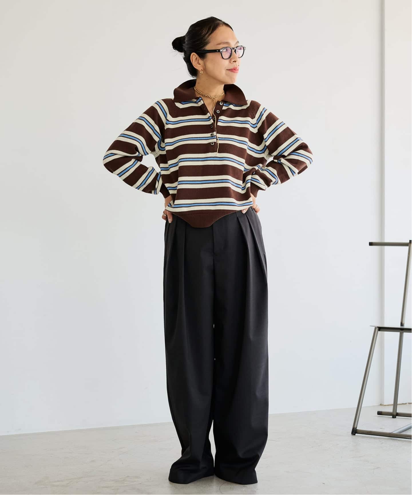 予約》《手洗い可》IENA LA BOUCLE マルチボーダーラガーシャツニット
