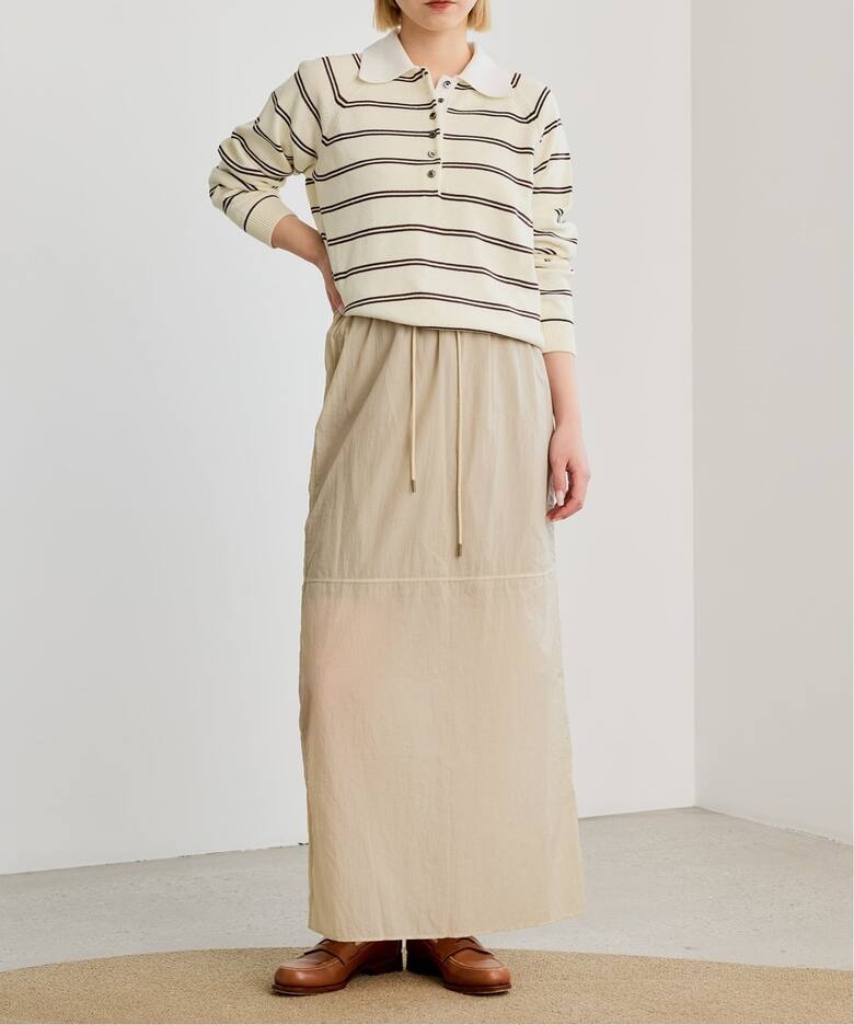 予約》《手洗い可》IENA LA BOUCLE マルチボーダーラガーシャツニット 