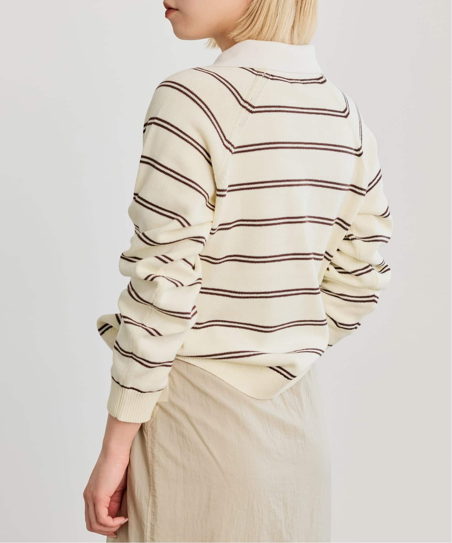 予約》《手洗い可》IENA LA BOUCLE マルチボーダーラガーシャツニット