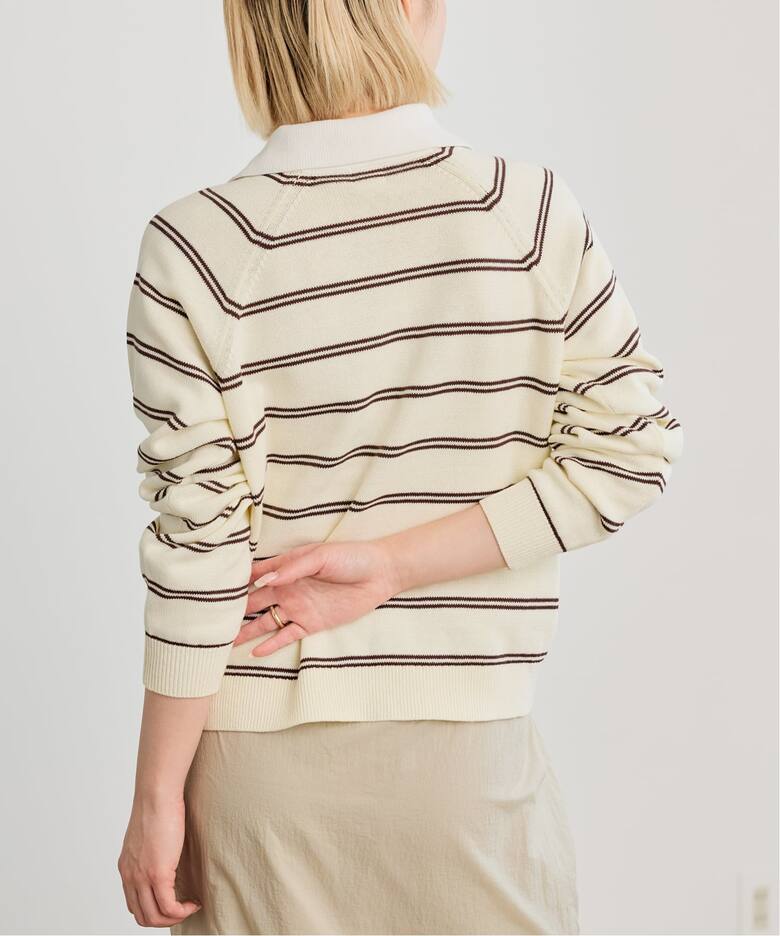 予約》《手洗い可》IENA LA BOUCLE マルチボーダーラガーシャツニット 