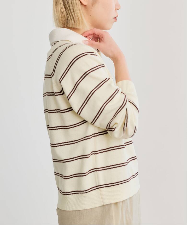 予約》《手洗い可》IENA LA BOUCLE マルチボーダーラガーシャツニット 