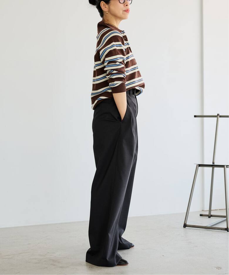 予約》《手洗い可》IENA LA BOUCLE マルチボーダーラガーシャツニット 