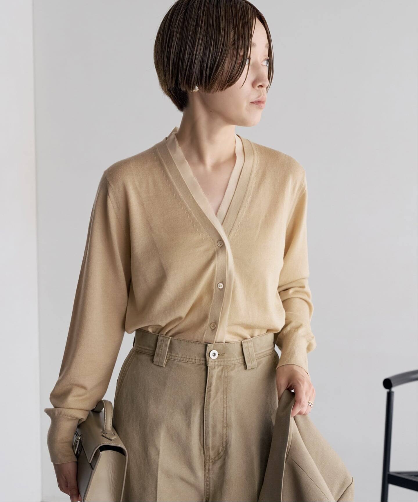 PLEATS PLEAS シフォンドレープカーディガン サイズ4 Chiffon Collar カーディガン（カーディガン）｜Plage（プラージュ）の