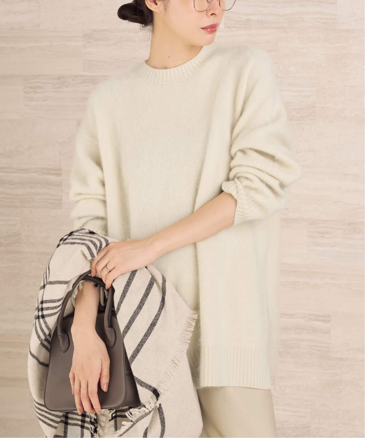 予約》Fur Crew-Neck Slit プルオーバー（ニット／セーター）｜Plage