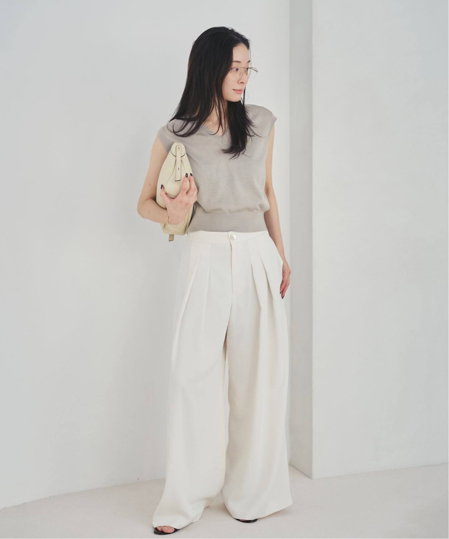 Plage ホワイト ニットベスト Compact Knit ベスト（ベスト）｜Plage（プラージュ）の通販