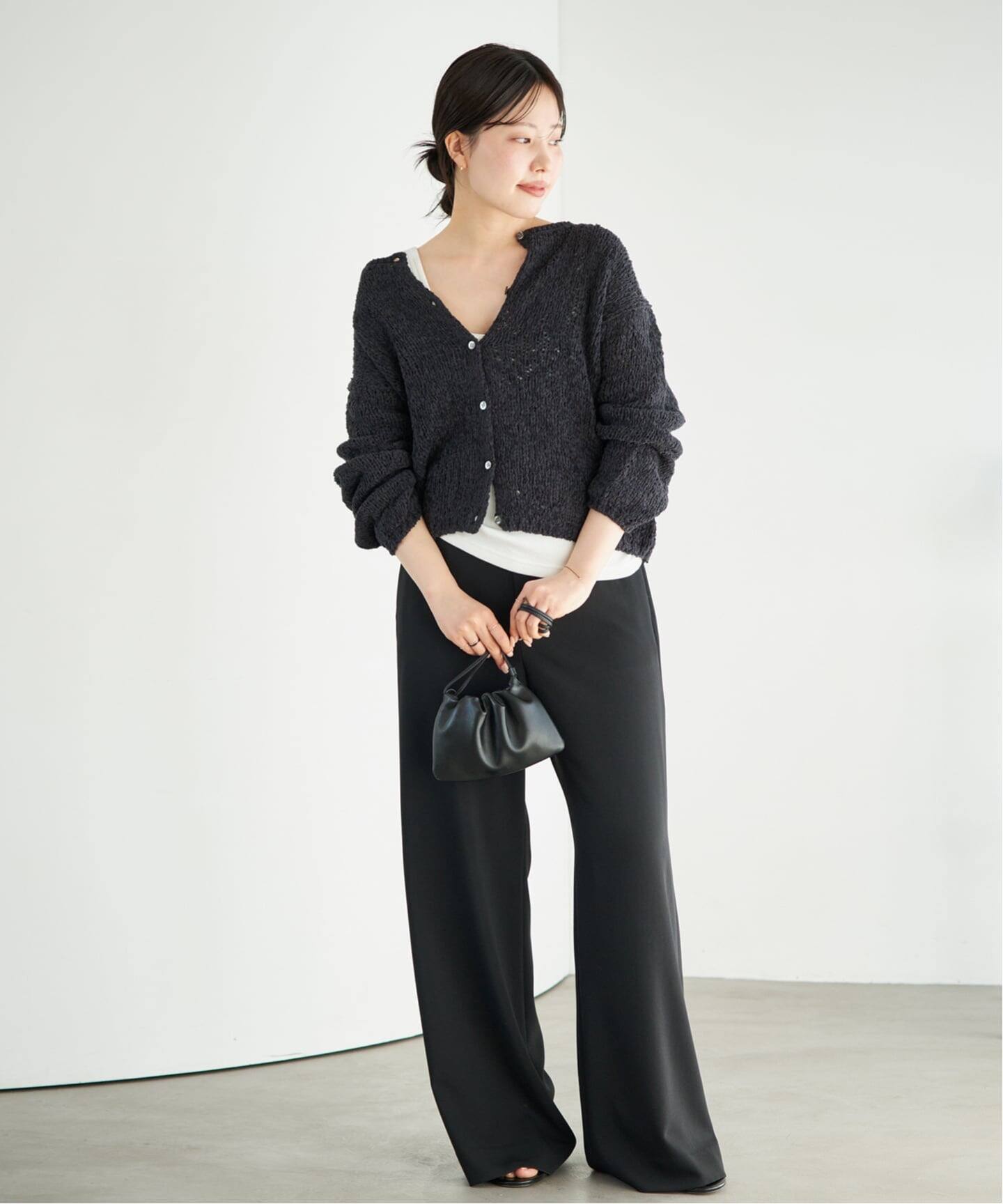 plage Fringe yarn カーディガン ブラック 追加》Fringe yarn カーディガン 2（カーディガン）｜Plage
