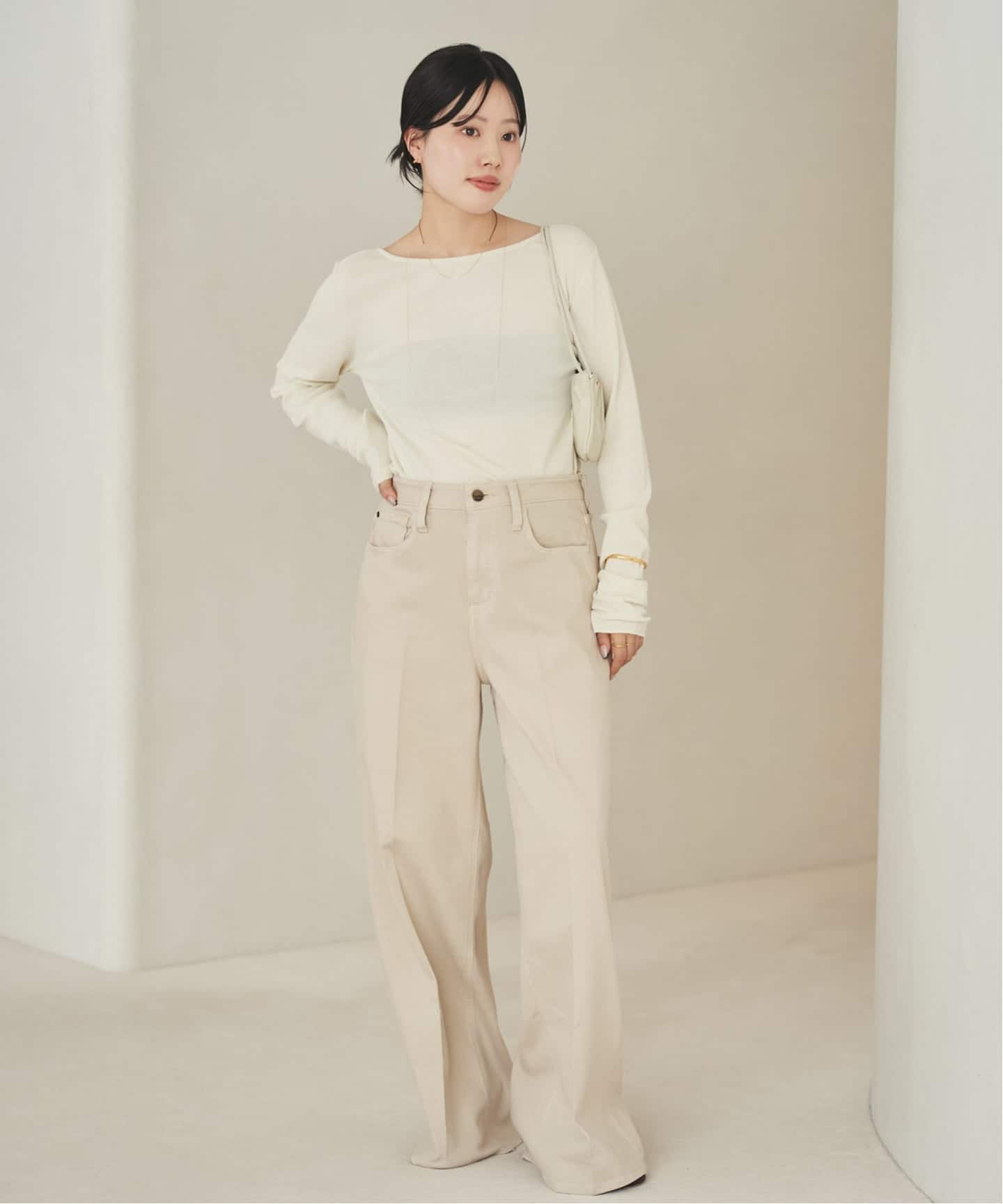 Plage コットン100%ホワイトニット Softy boucle cotton ニット（ニット／セーター）｜Plage（プラージュ