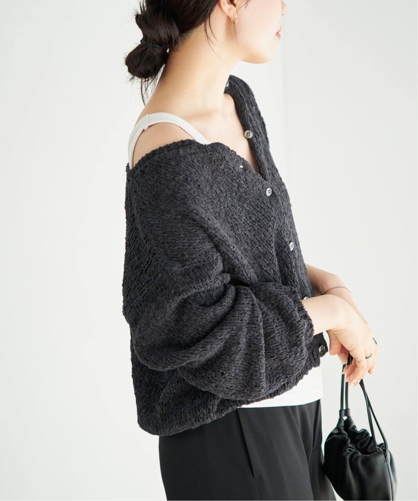 Plage Fringe yarn カーディガン ブラック 一部店舗・WEB限定追加予約》Fringe yarn カーディガン 3
