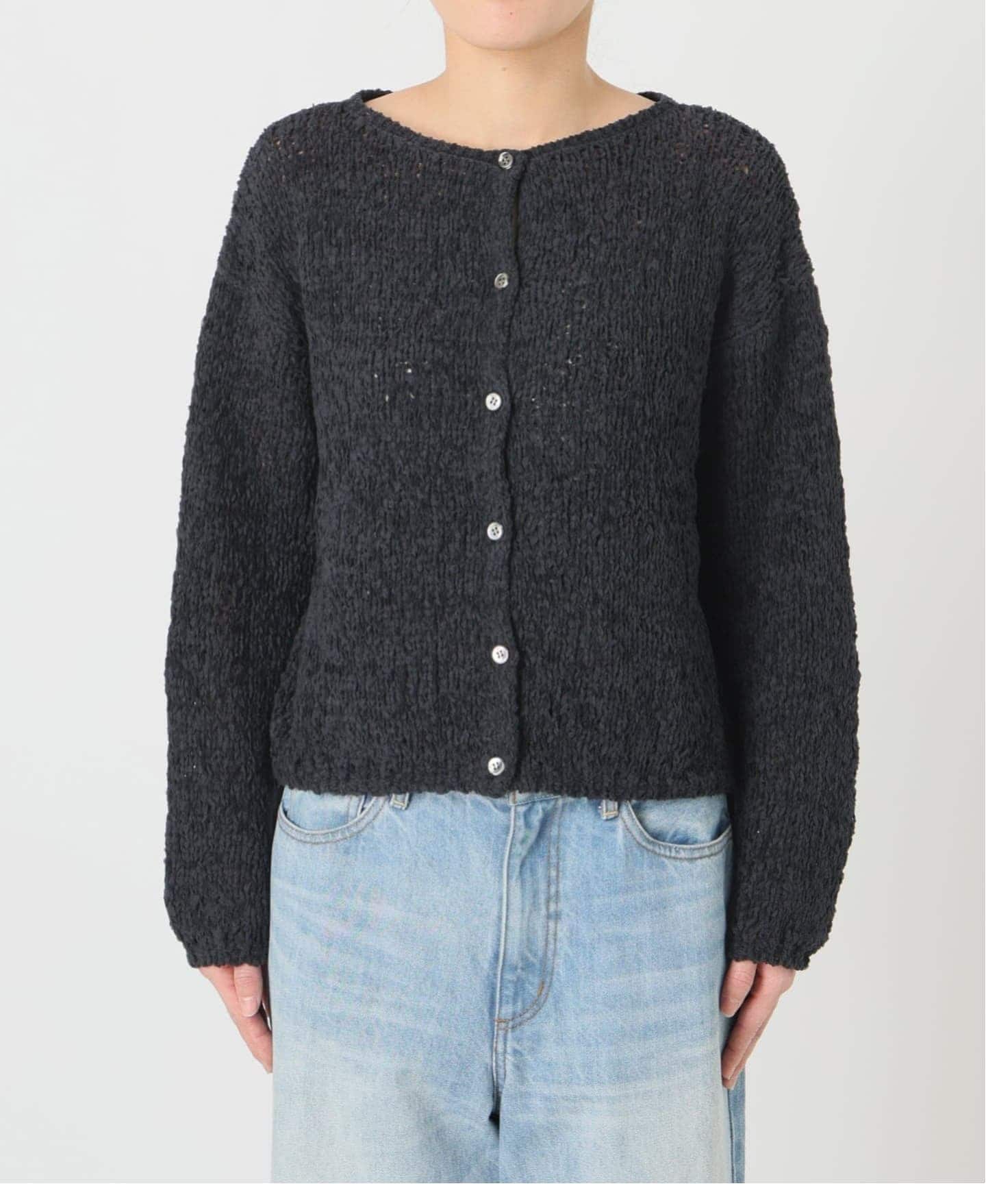 Plage Fringe yarn カーディガン ブラック WEB限定追加予約》Fringe yarn カーディガン 4（カーディガン）｜Plage