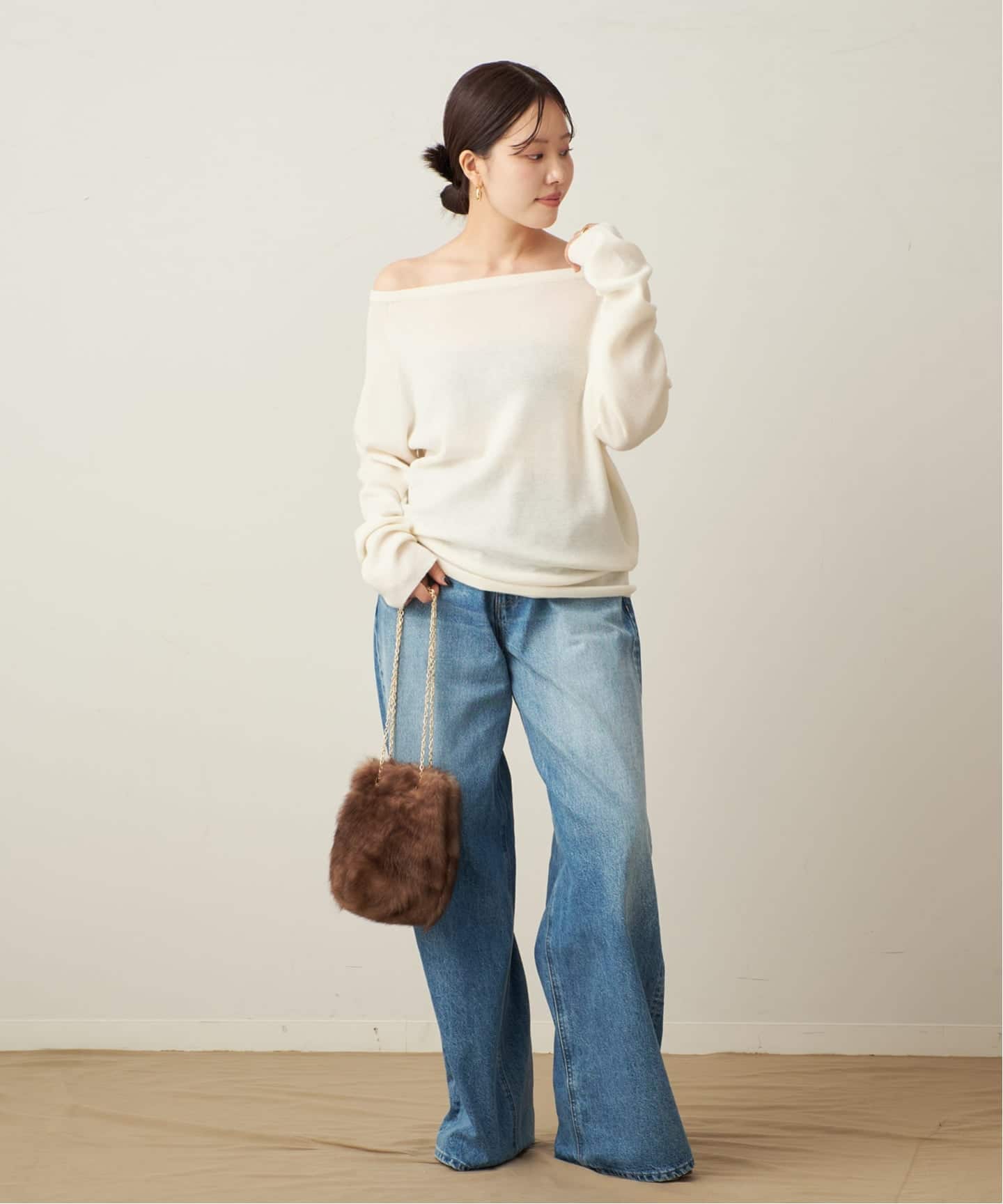 追加》Off shoulder slit ニット 3（ニット／セーター）｜Plage