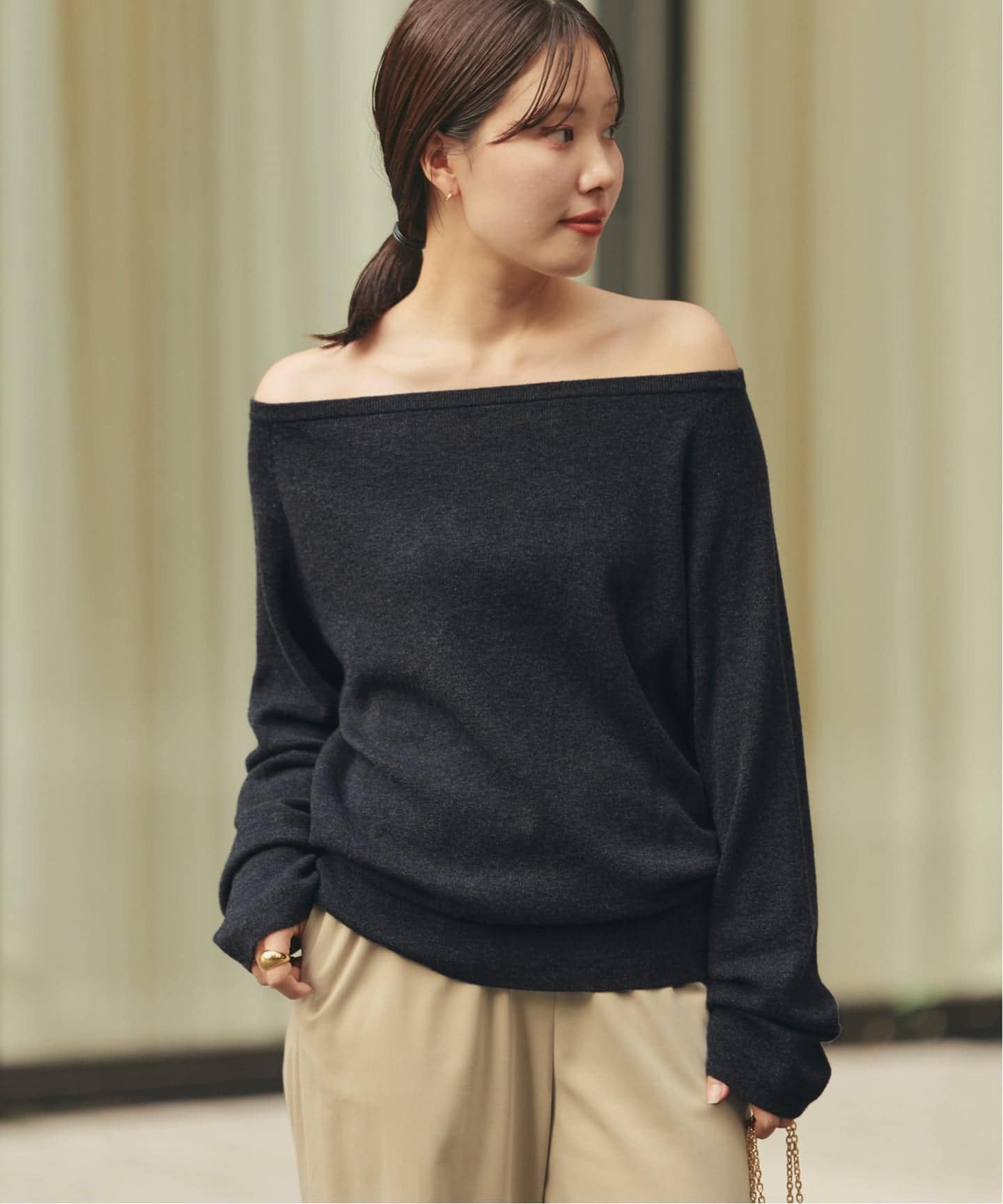 追加》Off shoulder slit ニット 3（ニット／セーター）｜Plage