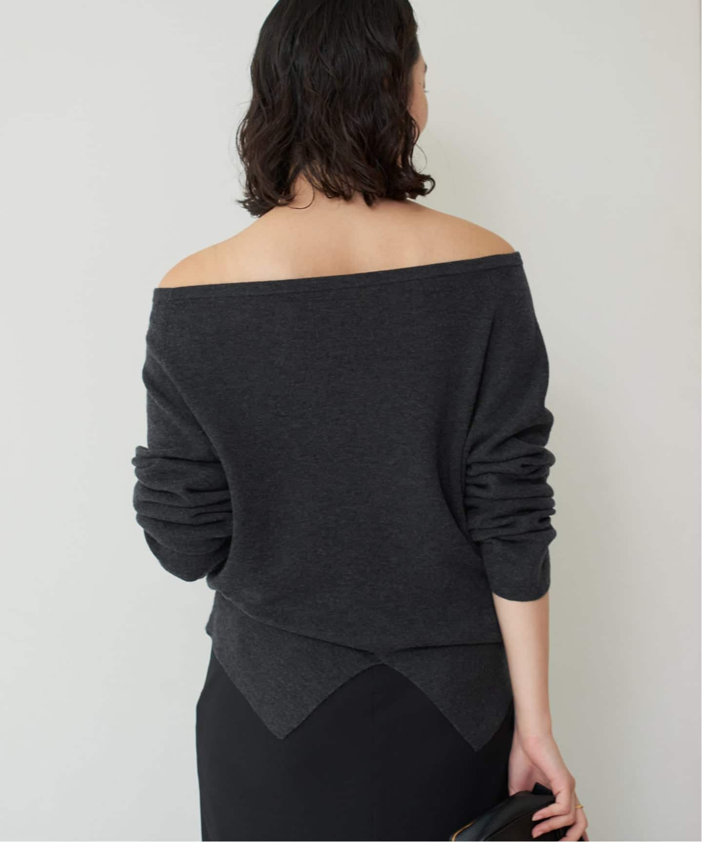 【新品•タグ付き】Plage off shoulder slit ニット　グレー 追加》Off shoulder slit ニット 3（ニット／セーター）｜Plage