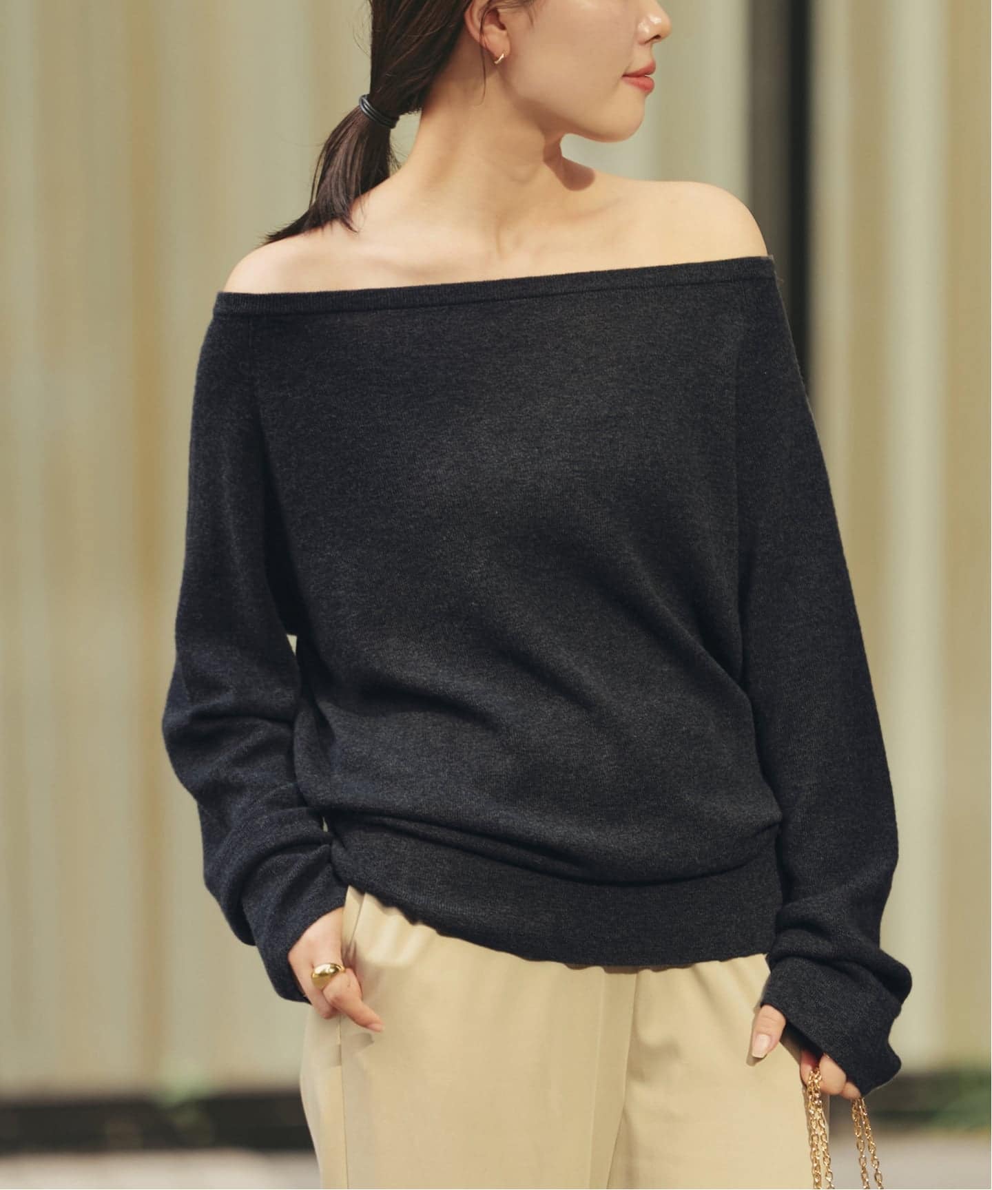 追加予約》Off shoulder slit ニット 5（ニット／セーター）｜Plage