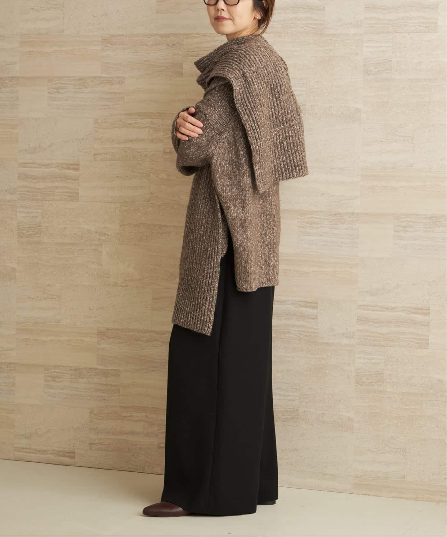 プラージュ 20AW ワイドVプルオーバー ニット セーター F グレージュ 3G ミックスVワイドプルオーバー（ニット／セーター）｜Plage