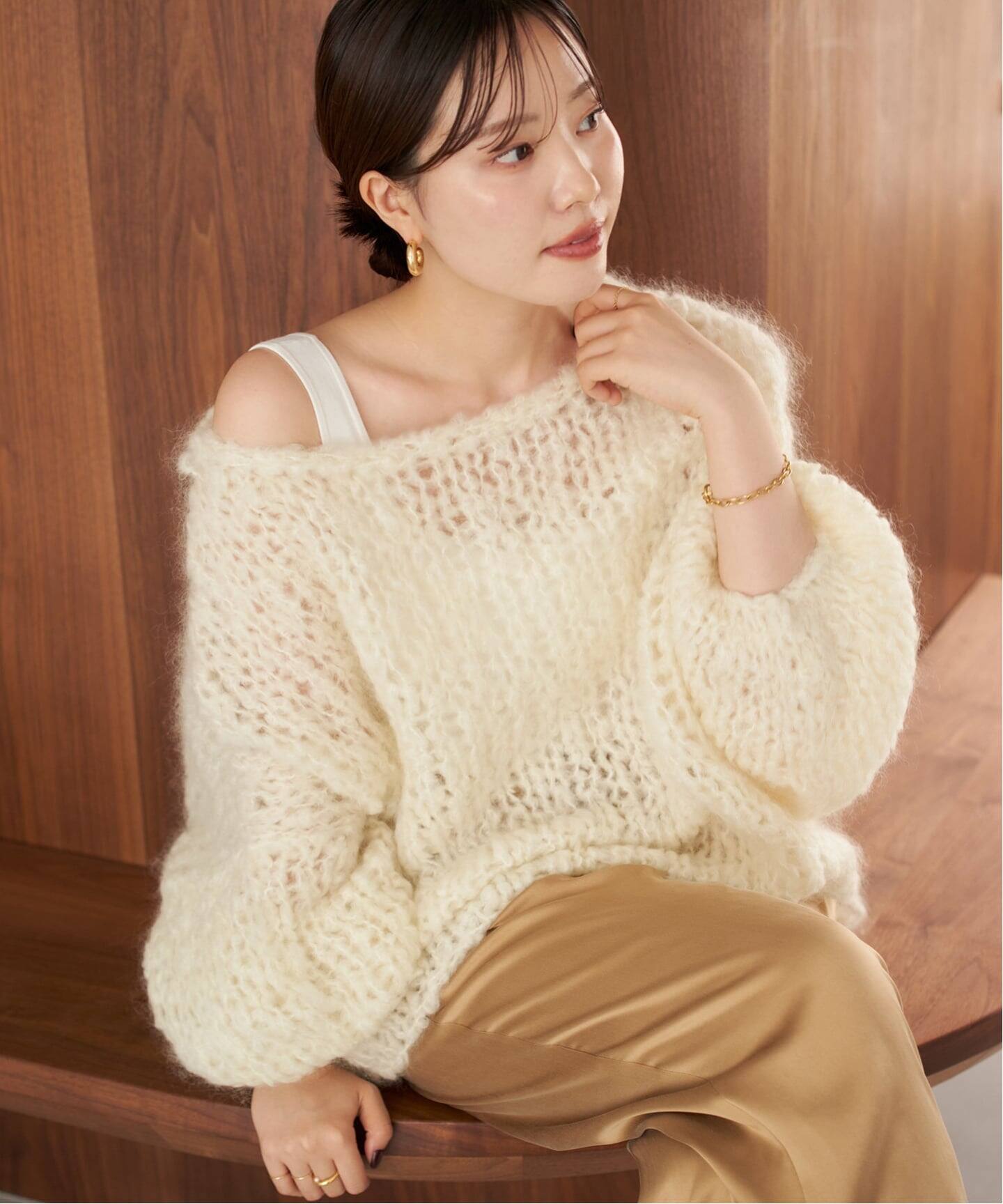 美品Tramandoトラマンド ニットジャケットブラウン×ゴールド 追加予約》HAND KNIT ジャンボタム プルオーバー（ニット／セーター