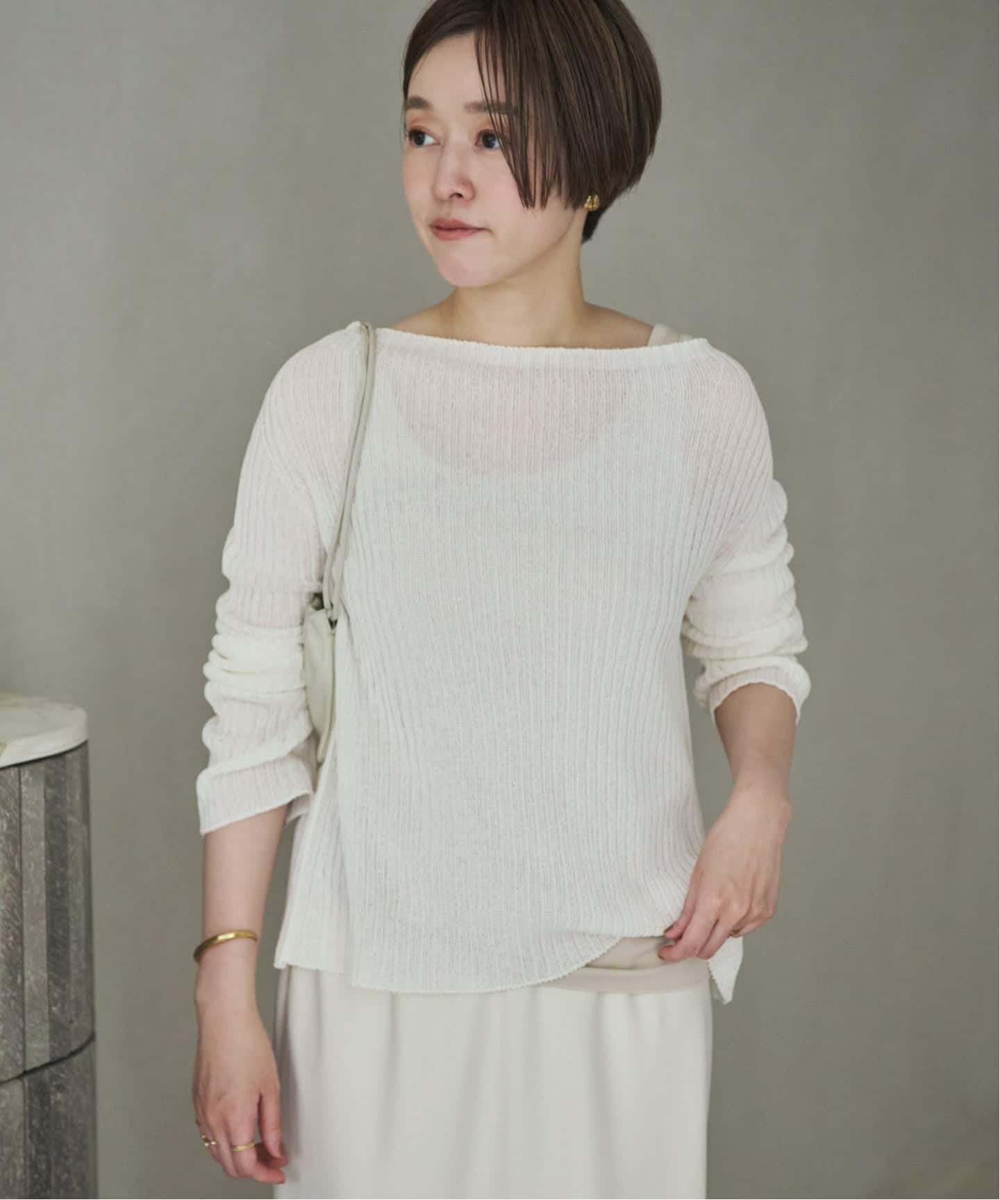 Plage コットン100%ホワイトニット ワイドリブ MULTI WAY ニット（ニット／セーター）｜Plage（プラージュ