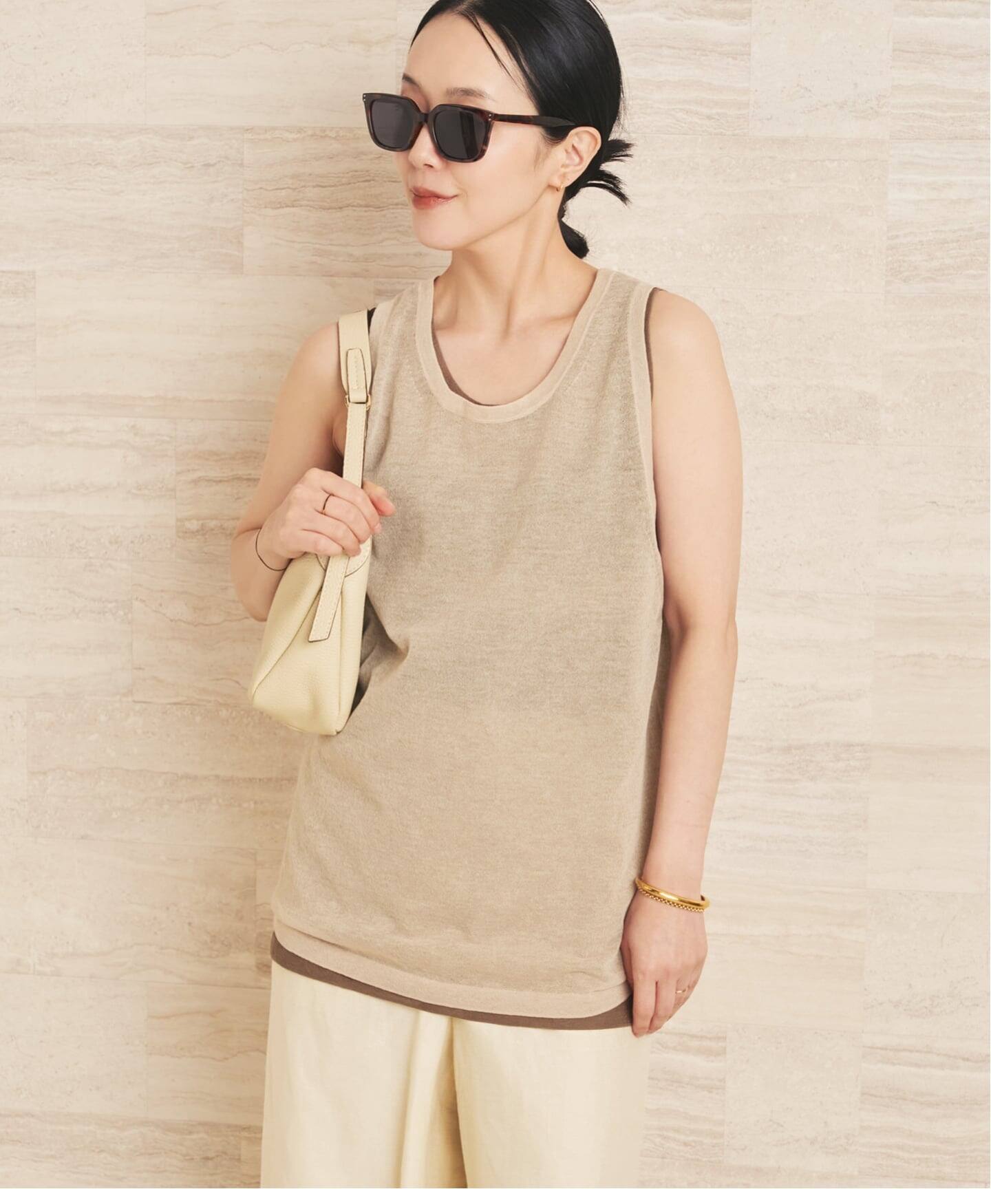 Plage sheer タンク　ベージュ PL/RAMIE シアータンクトップ（タンクトップ）｜Plage（プラージュ）の