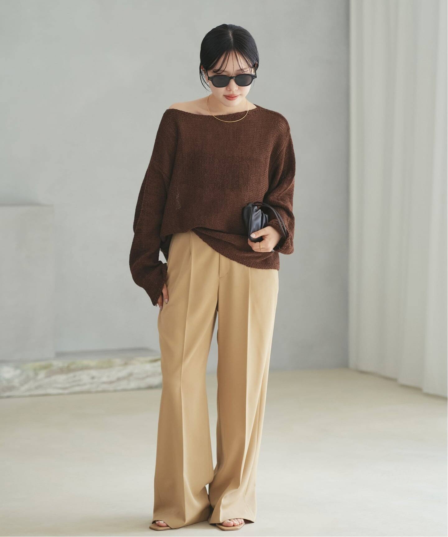 美品 Plage linen mix loose プルオーバー ベージュ 追加》linen mix loose プルオーバー（ニット／セーター）｜Plage