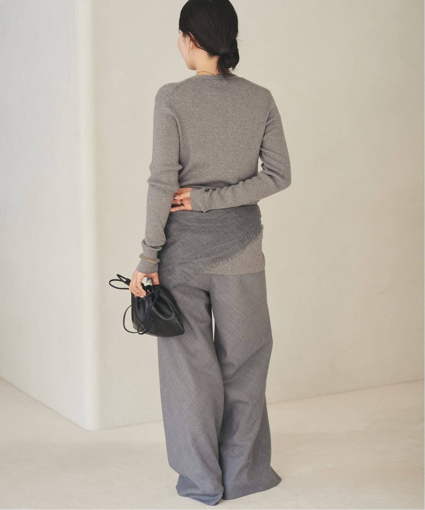 美品　Plage floche rib カーディガン 絹(シルク 混) グレー 追加》floche rib カーディガン（カーディガン）｜Plage（プラージュ