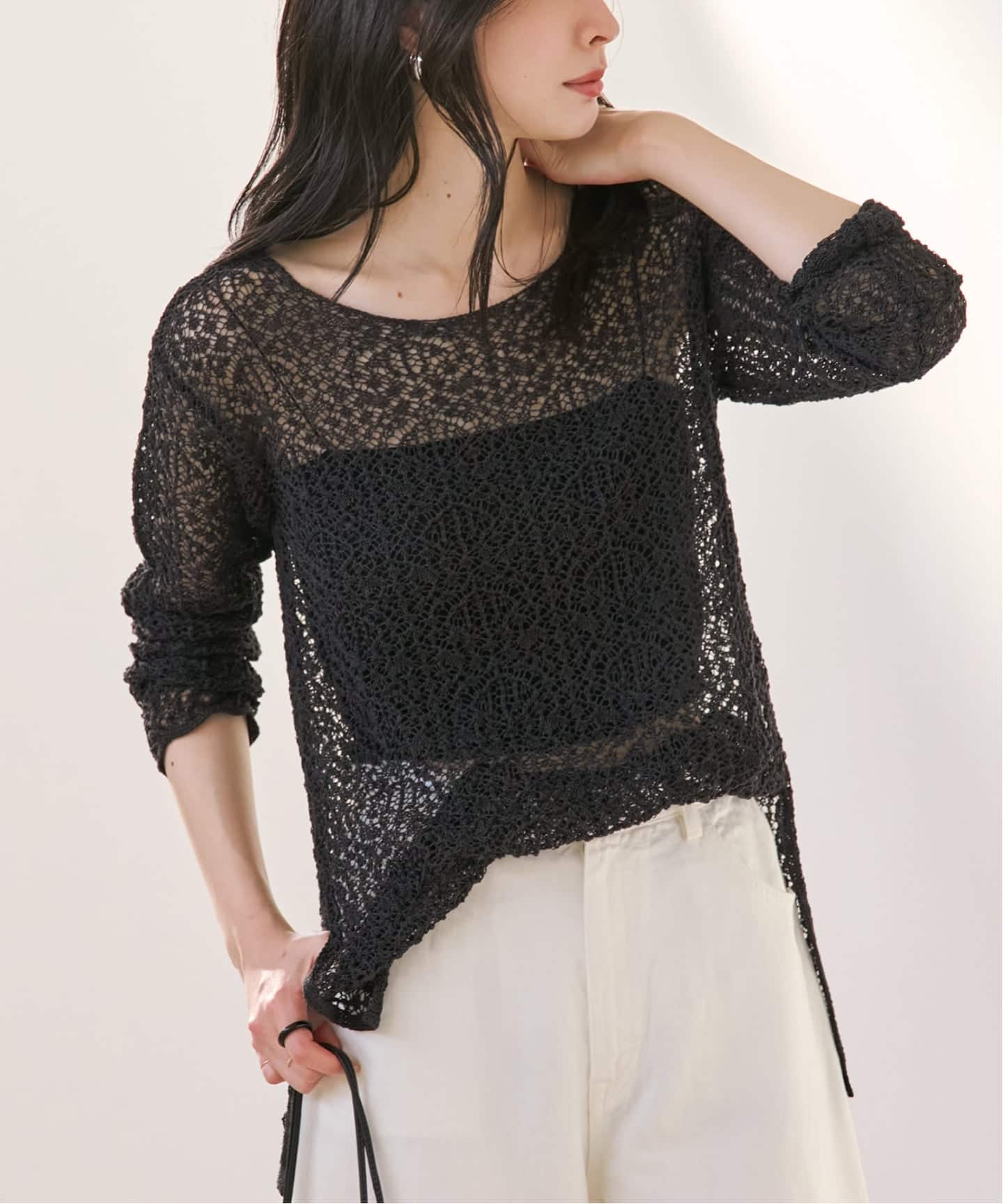 plage ENRICA エンリカ 別注 LACE プルオーバー ブラック ENRICA / エンリカ 別注 LACE プルオーバー（ニット／セーター