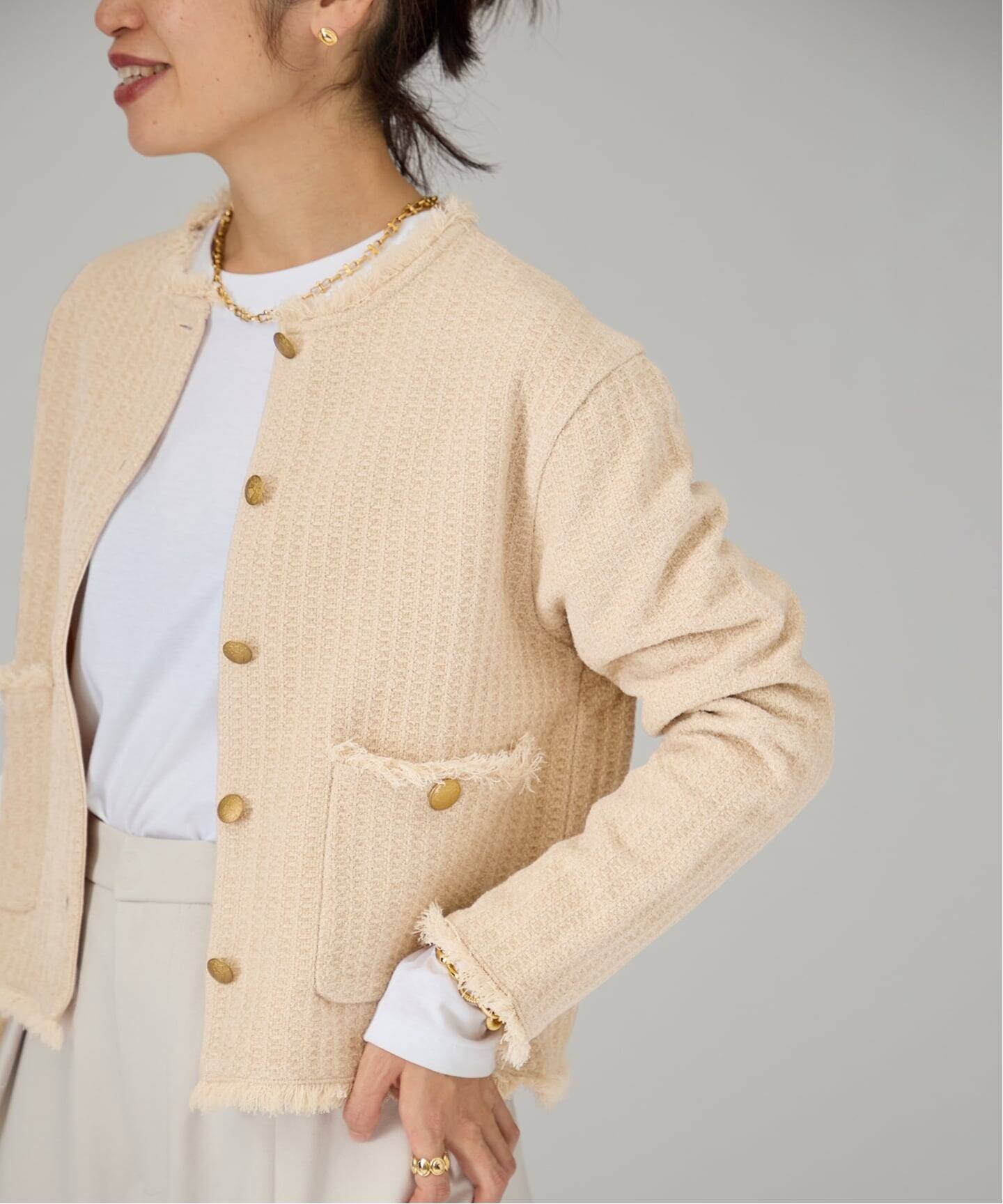 TWEED KNITジャケット カーディガン（カーディガン）｜VERMEIL par