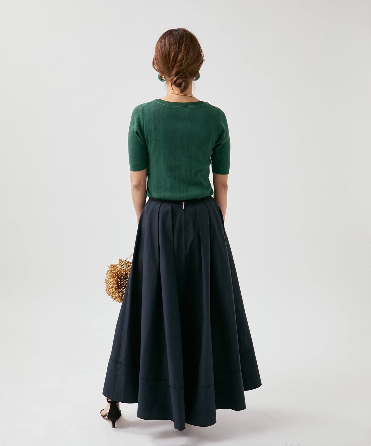 超美品❣️ IENA リブボートネック プルオーバー グリーン IENA（イエナ）の「RIB ボートネックプルオーバー◇（ニット/セーター