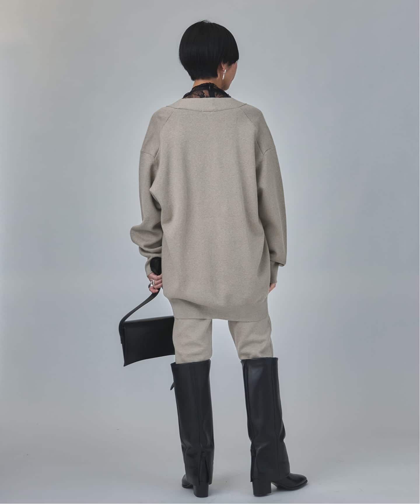 コットンカシミヤ WジャガードVネックカーディガン（カーディガン