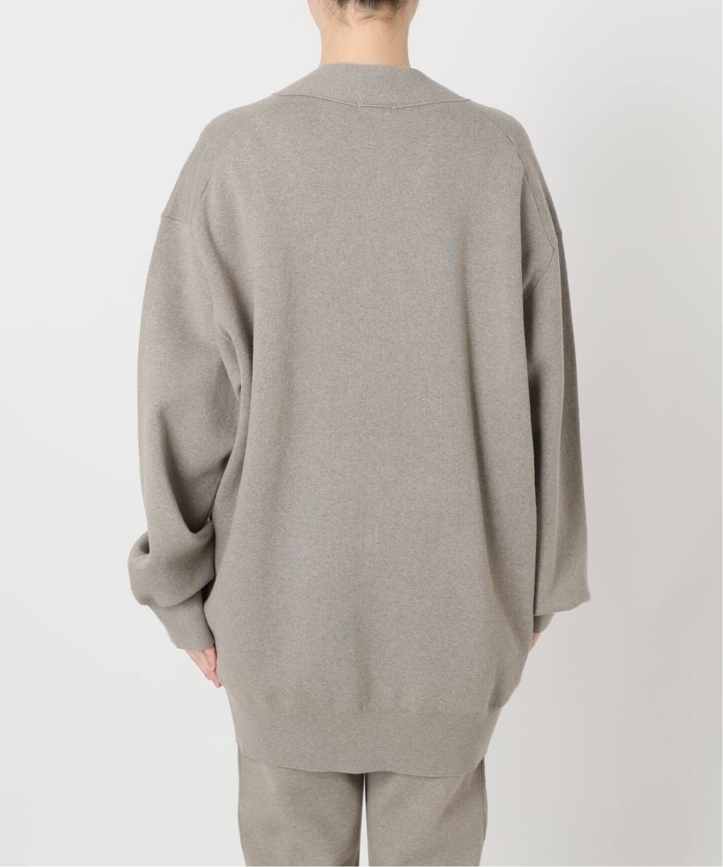 予約》コットンカシミヤ WジャガードVネックカーディガン