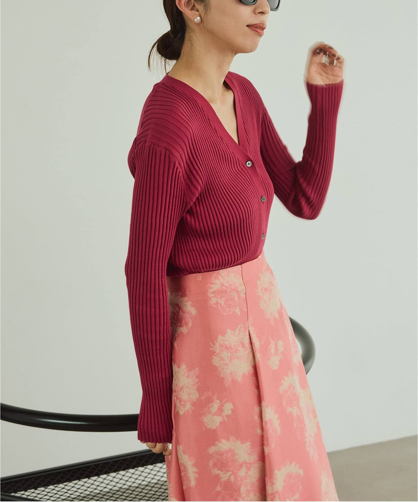 イタリア糸 RIB Vネックカーディガン（カーディガン）｜VERMEIL par