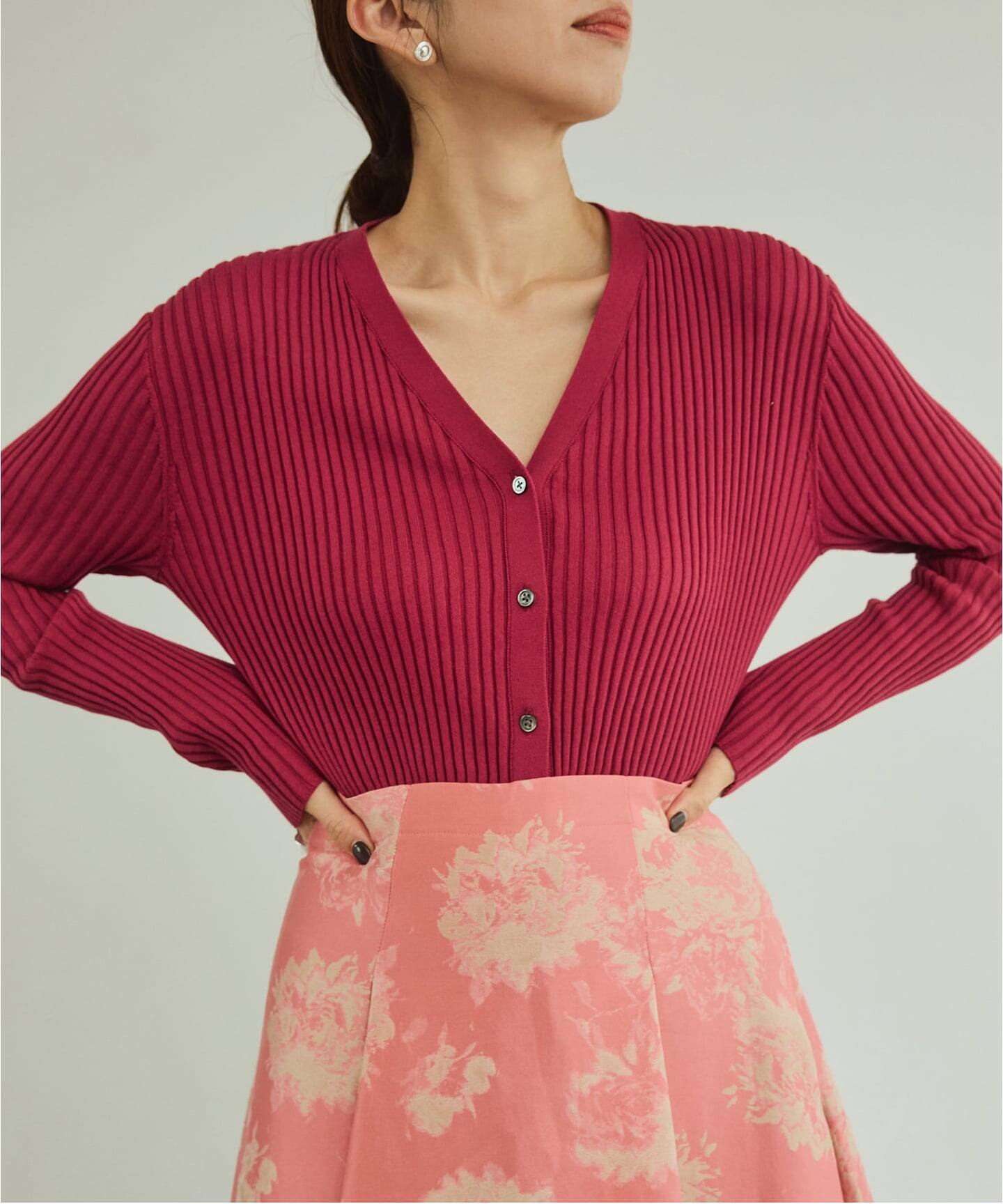 イタリア糸 RIB Vネックカーディガン（カーディガン）｜VERMEIL par