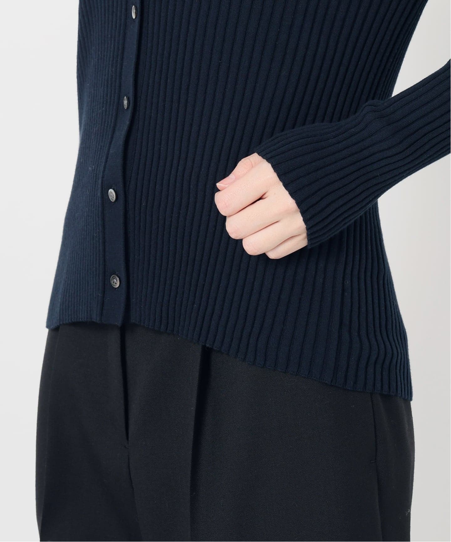 お値引き 新品 イタリア糸 RIB Vネックカーディガン VERMEIL par iena（ヴェルメイユパーイエナ） カーディガン イタリア糸