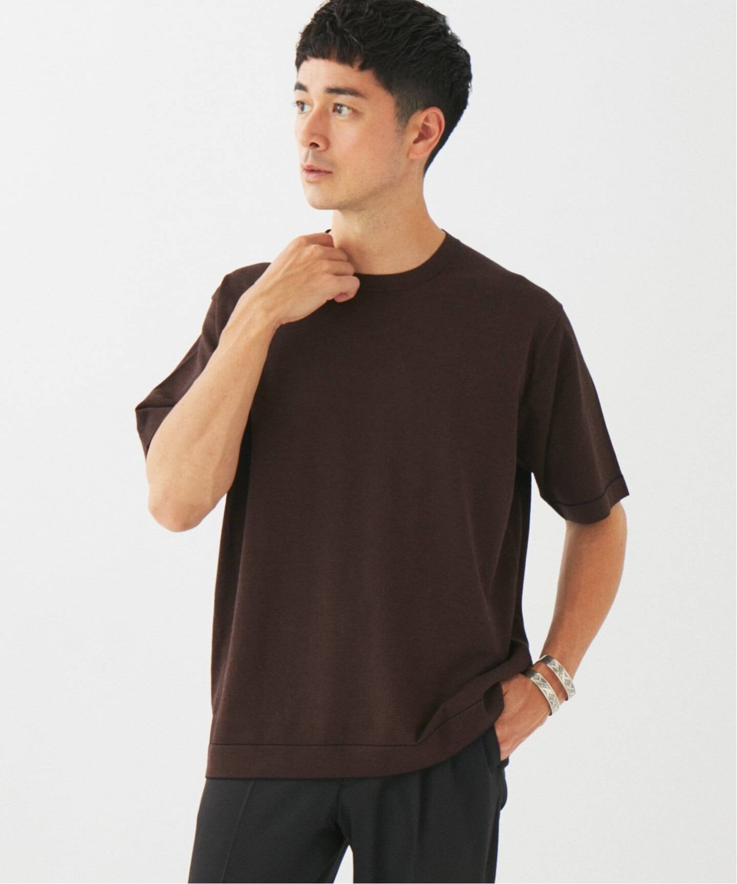 マイクロ ボーダー ニット Tシャツ（Tシャツ／カットソー）｜EDIFICE