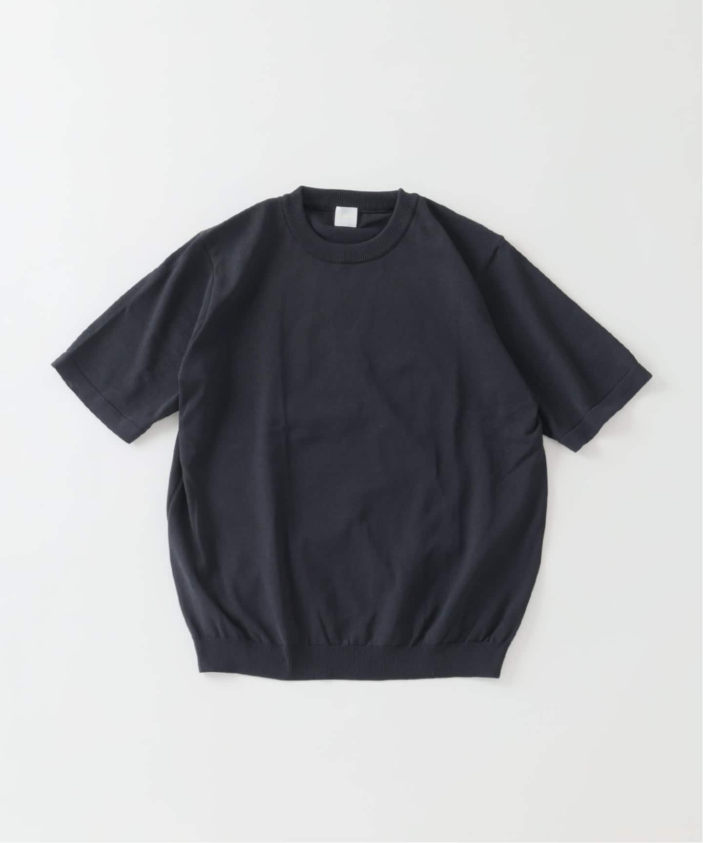 EDIFICE Essential ニット Tシャツ 黒 半袖セーター Essential ニット Tシャツ（Tシャツ／カットソー）｜EDIFICE