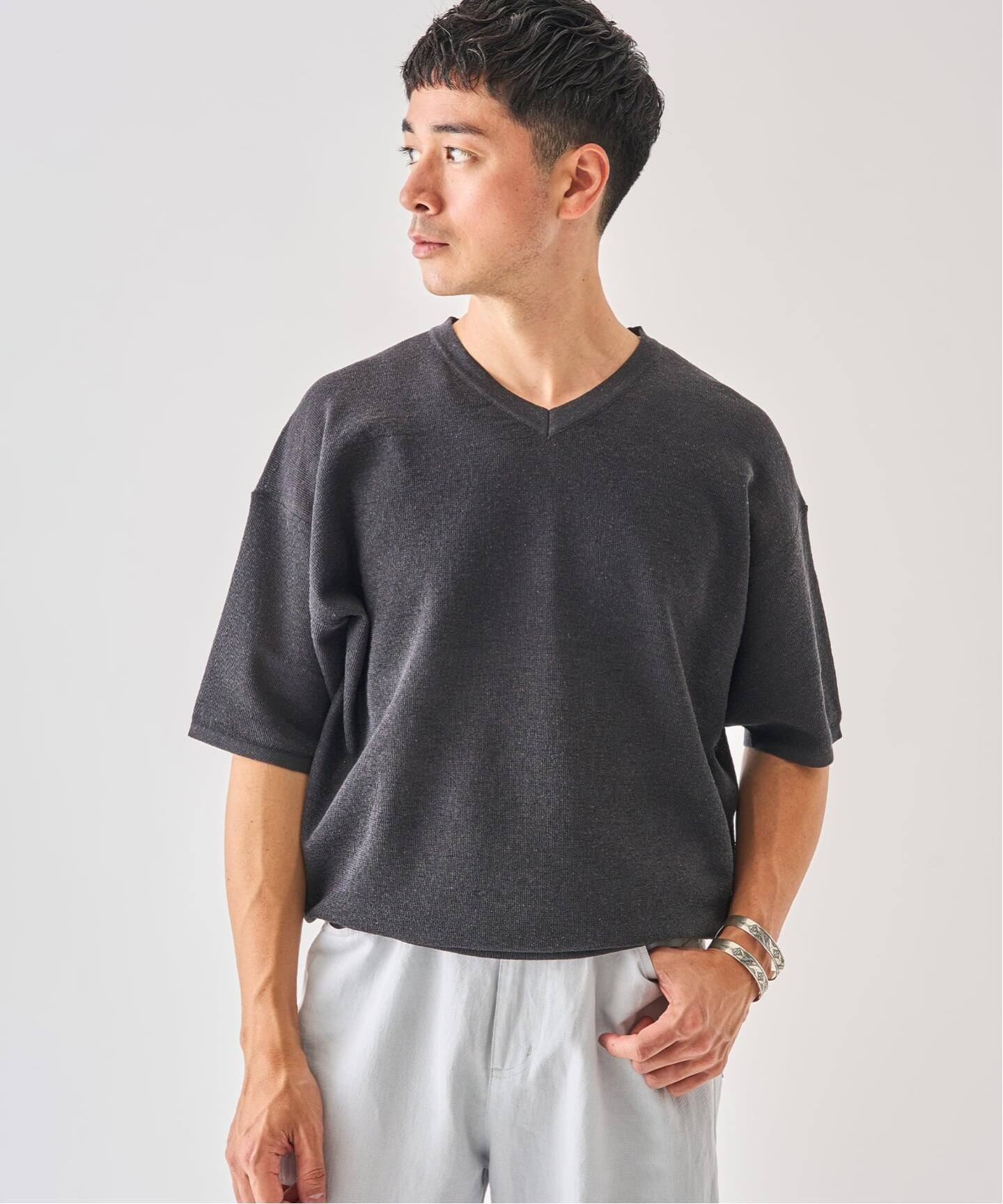 LINEN LUXE V ネック ニット Tシャツ（Tシャツ／カットソー）｜EDIFICE