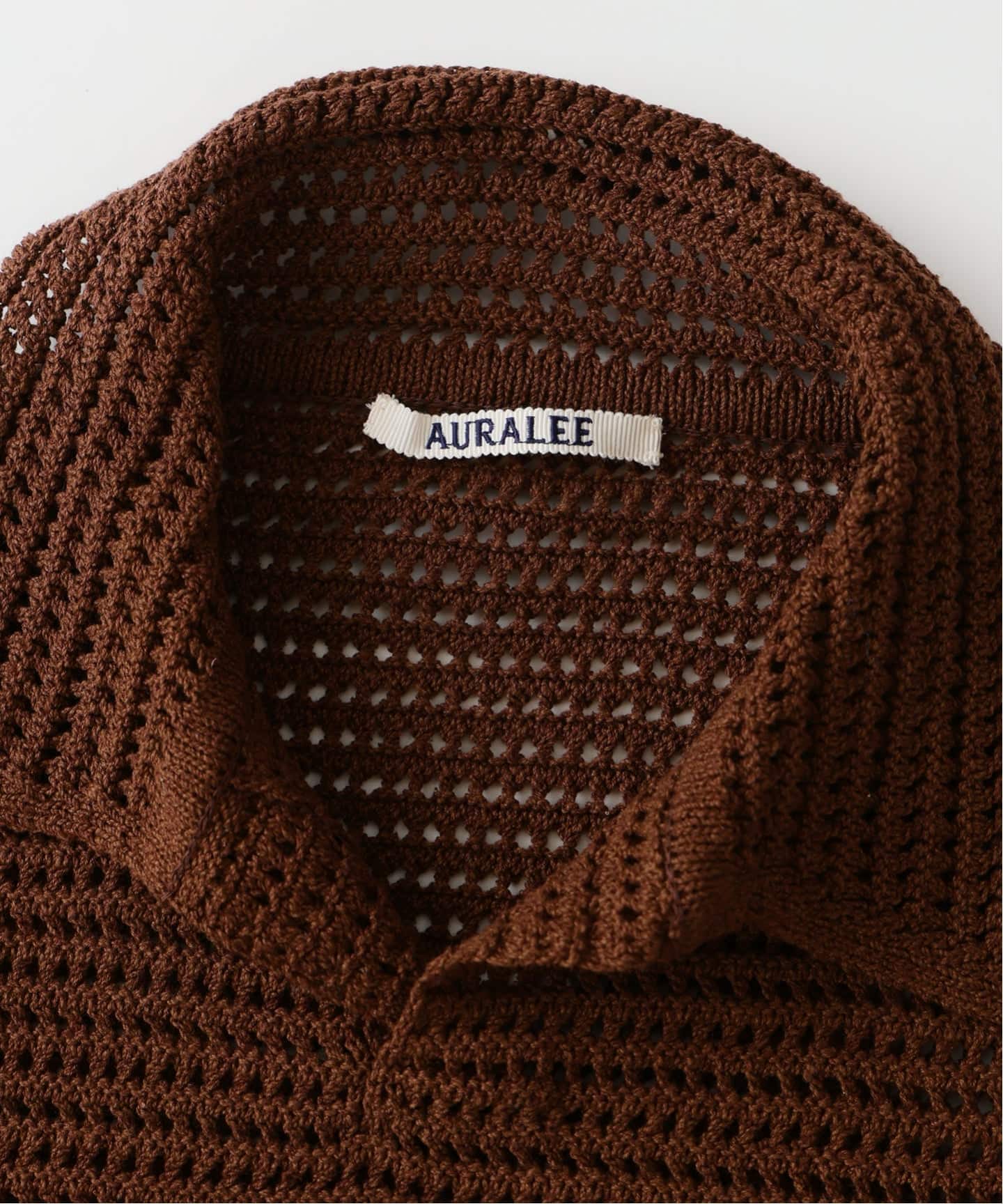 AURALEE (オーラリー) TUSSAH SILK COTTON MESH KNIT SKIPPER POLO