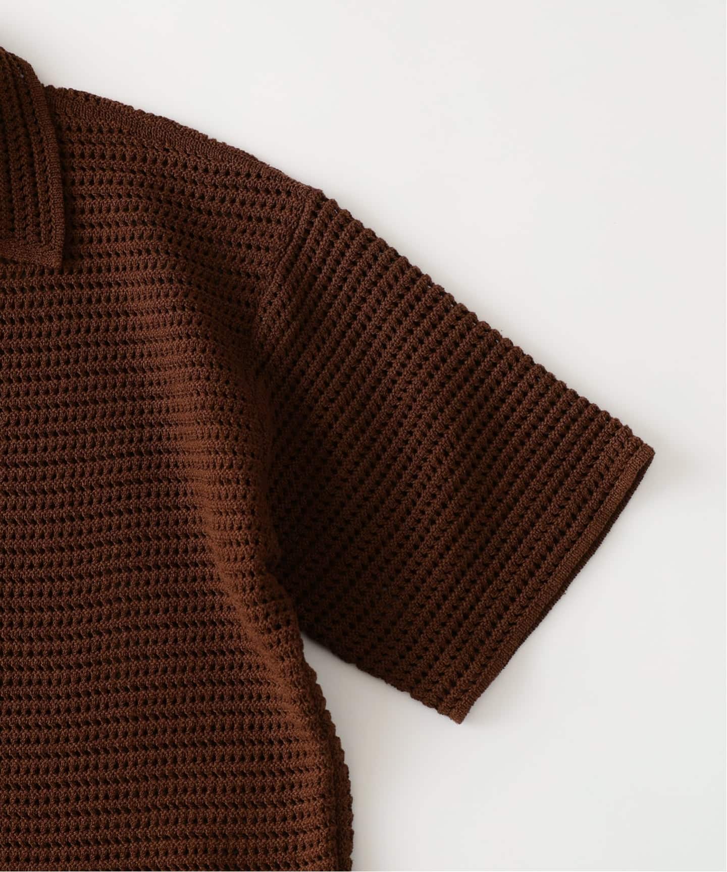 AURALEE (オーラリー) TUSSAH SILK COTTON MESH KNIT SKIPPER POLO