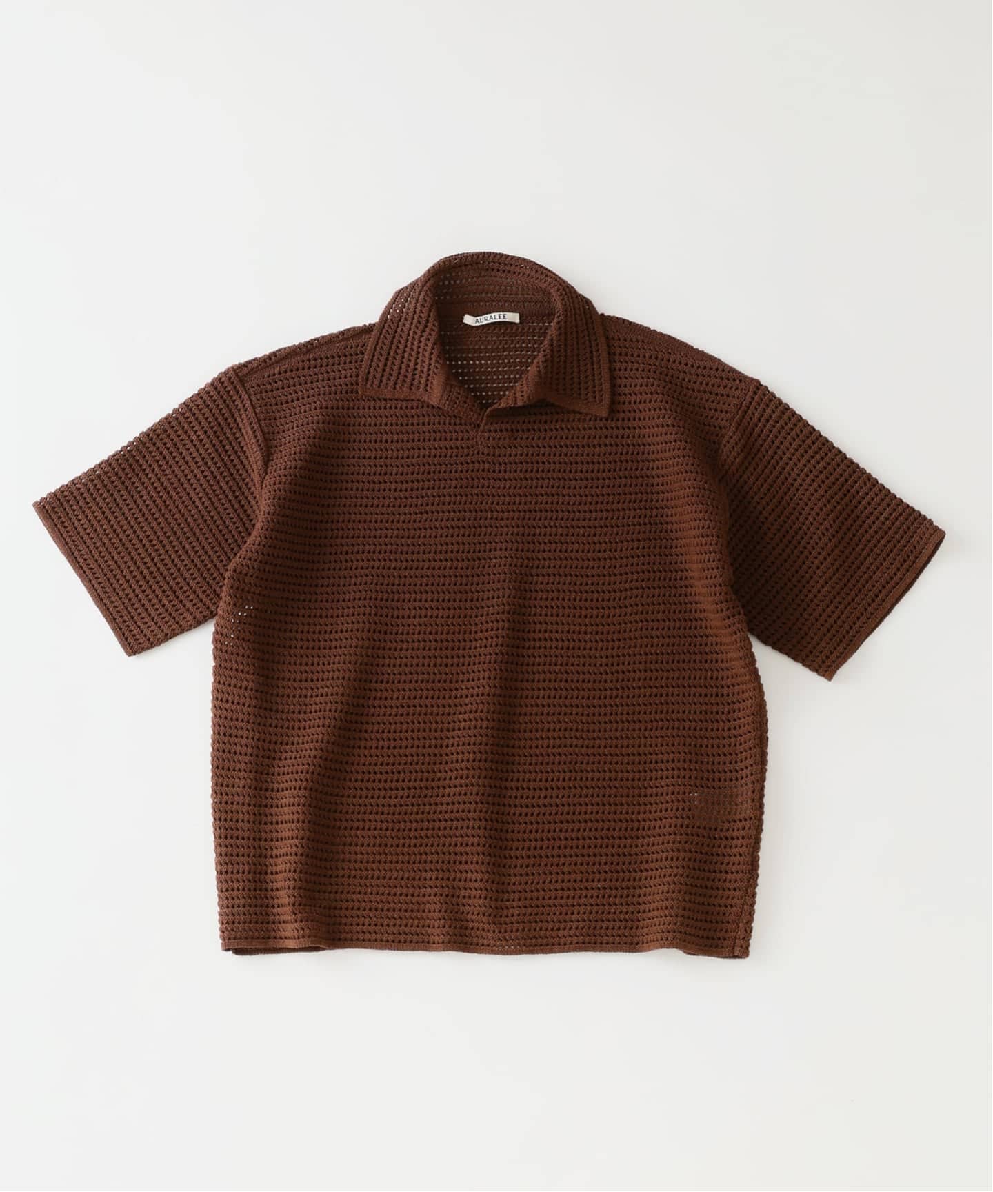 AURALEE (オーラリー) TUSSAH SILK COTTON MESH KNIT SKIPPER POLO