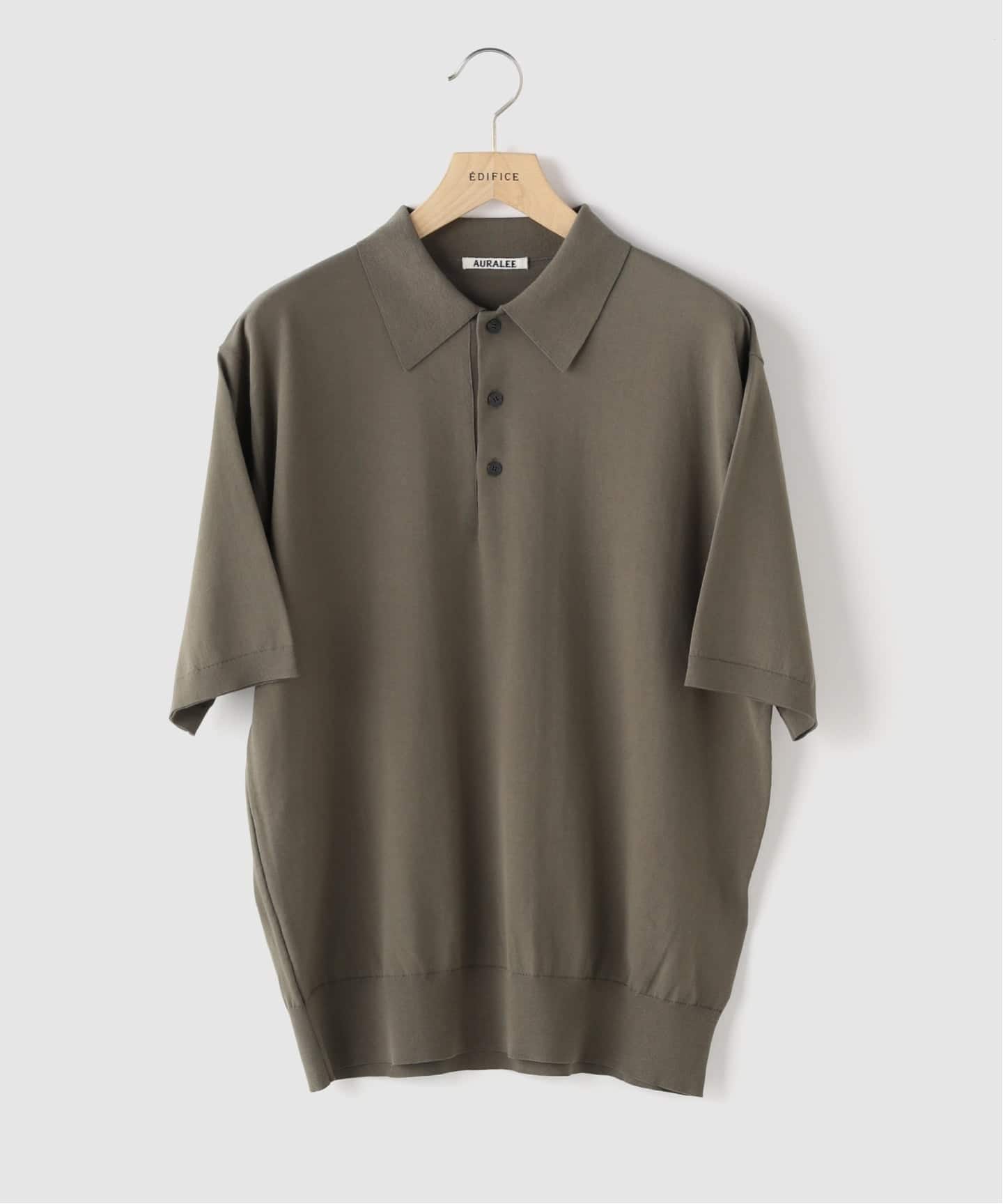 再お値下げ♪オーラリー半袖ポロニット AURALEE (オーラリー) GIZA HIGH GAUGE KNIT ポロ（ポロシャツ