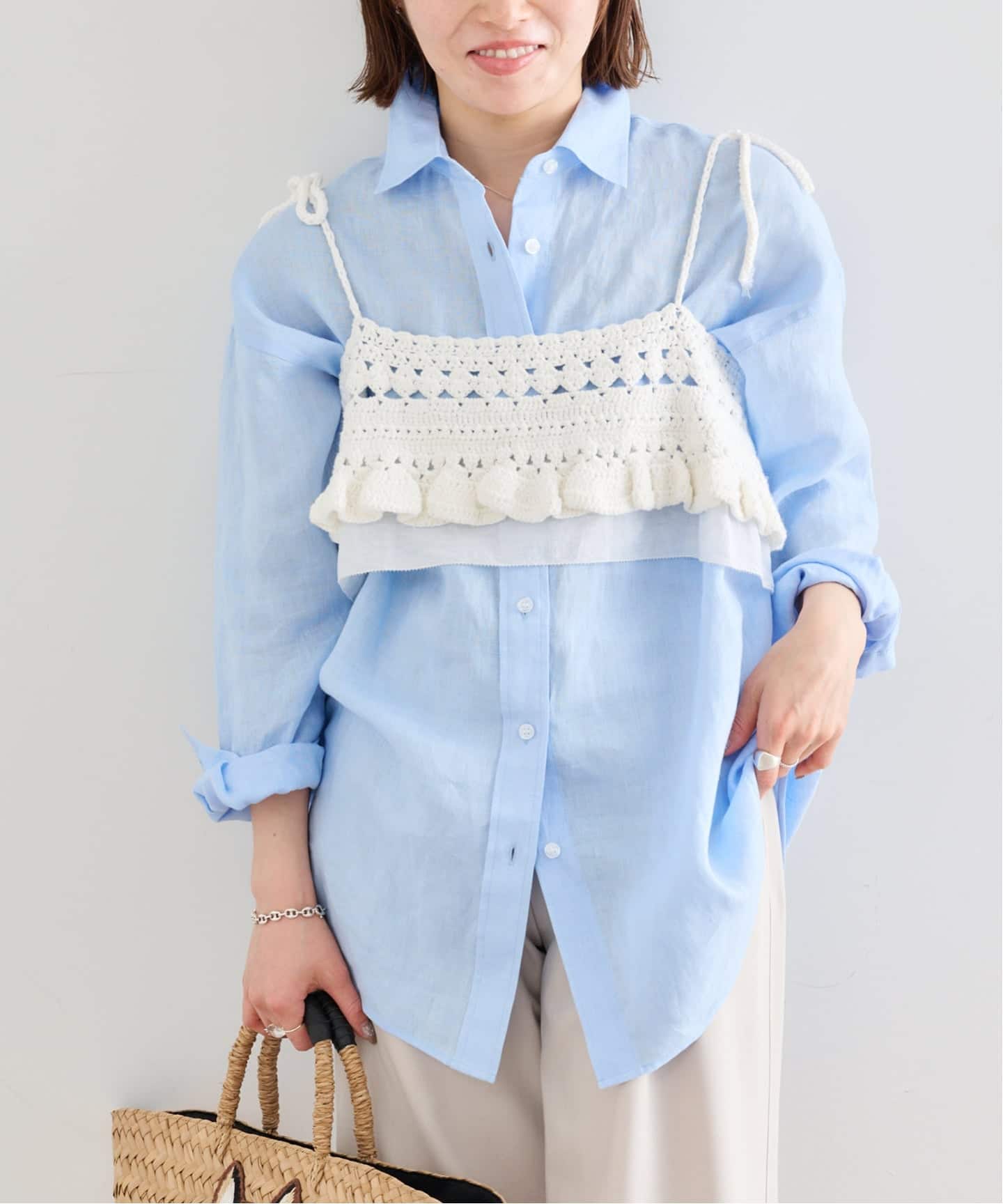 トップス ATELIER EDITION Atelier Edition/アトリエ エディション HAND KNITTED FRILL BUSTIER
