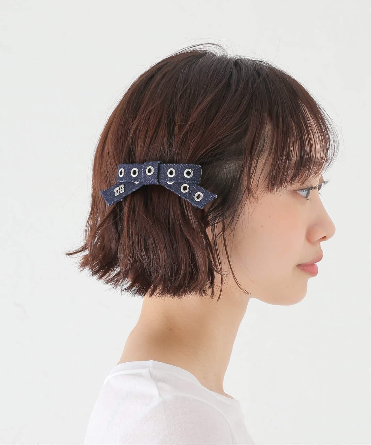 GANNI / ガニー Eyelet Bow Battrtte Denim（ヘアアクセサリー）｜UBY