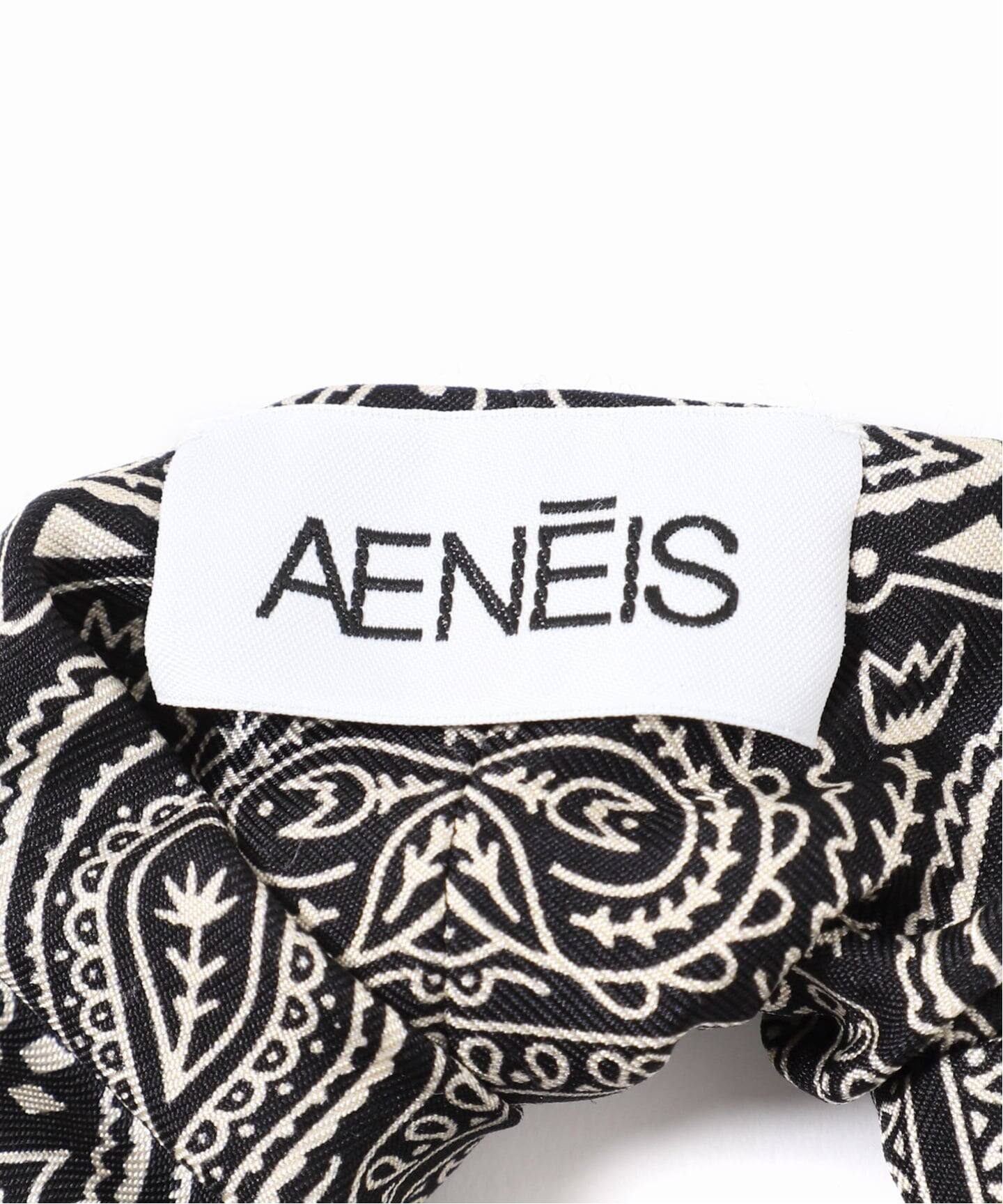 追加》【AENEIS/エネス】MINIMAL BANDANA SILK SCRUNCHIE：シュシュ