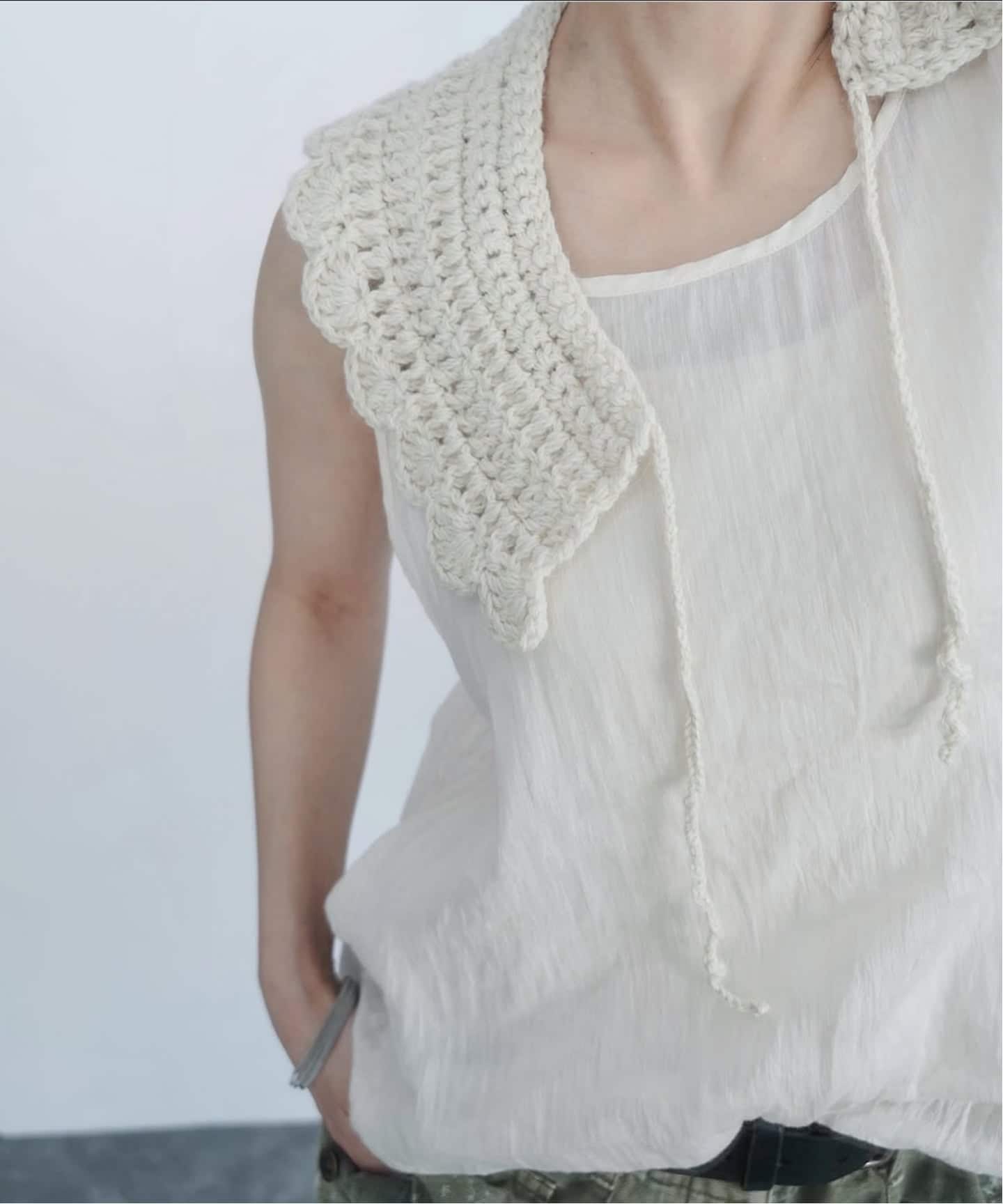 MAYDI】 Hand-knitted crochet collar（その他ファッション小物