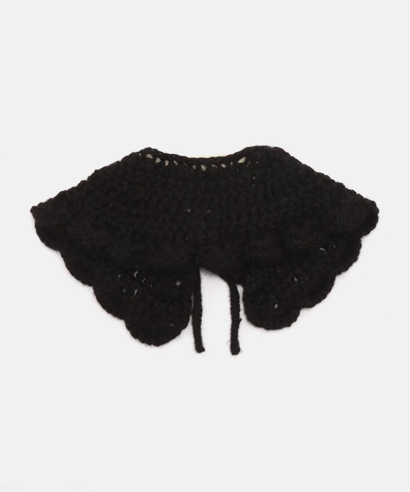 【MAYDI 】KNITTED GILLET ブラック MAYDI】 Hand-knitted crochet collar（その他ファッション小物