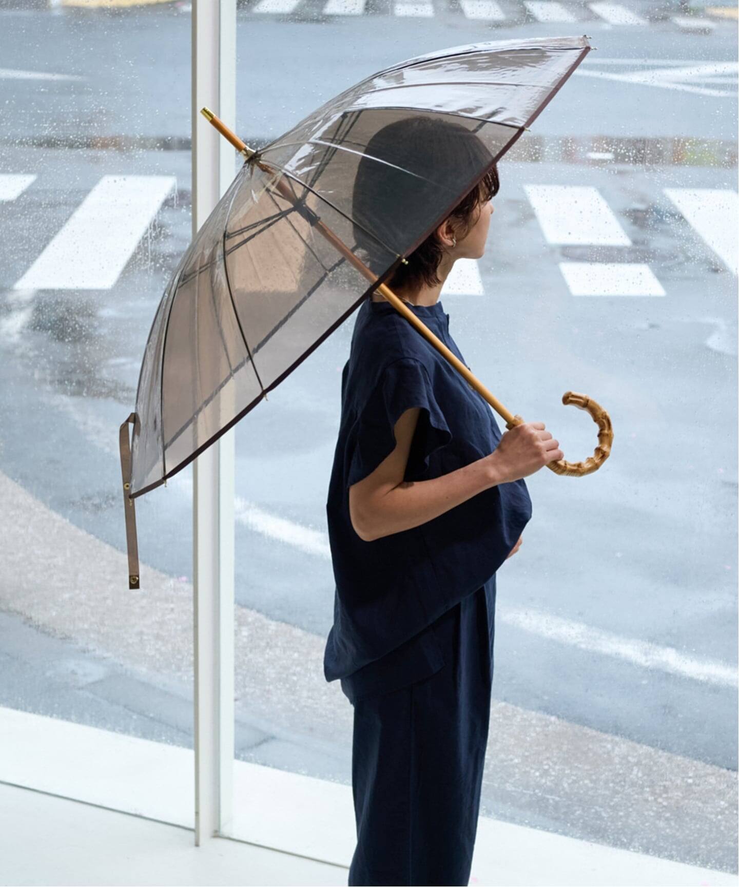 トラディショナルウェザーウェア BAMBOO CLEAR UMBRELLA 黒 Traditional Weatherwear（トラディショナル ウェザーウェア） クリア