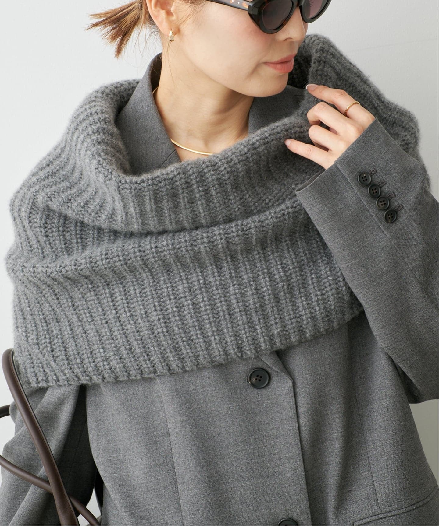 美品✨ドゥーズィエムクラス フード付 ポンチョ 羽織り グラデーション ウール混 予約》*Cashmere Snood（その他ファッション小物）｜Deuxieme Classe