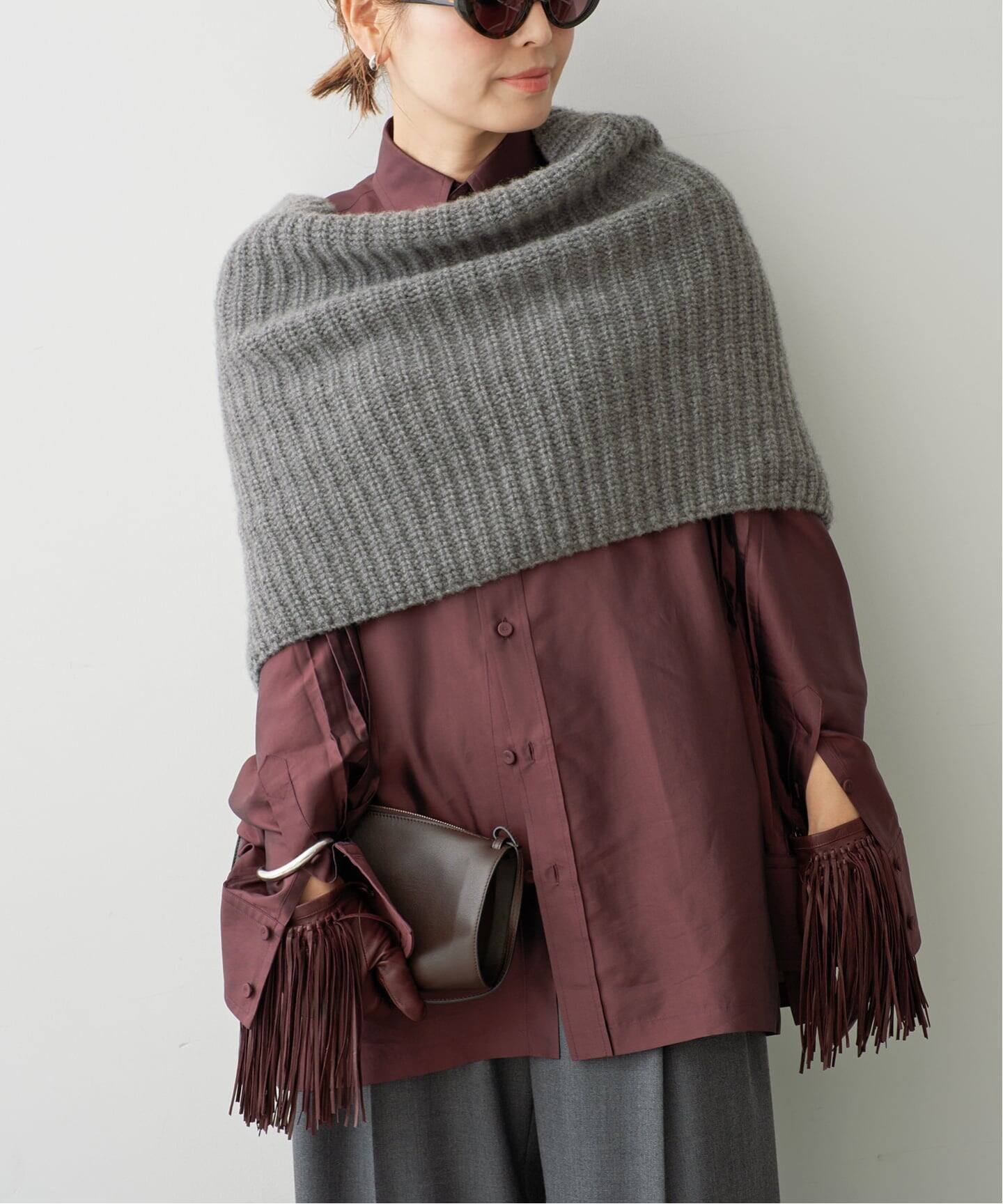 美品✨ドゥーズィエムクラス フード付 ポンチョ 羽織り グラデーション ウール混 予約》*Cashmere Snood（その他ファッション小物）｜Deuxieme Classe