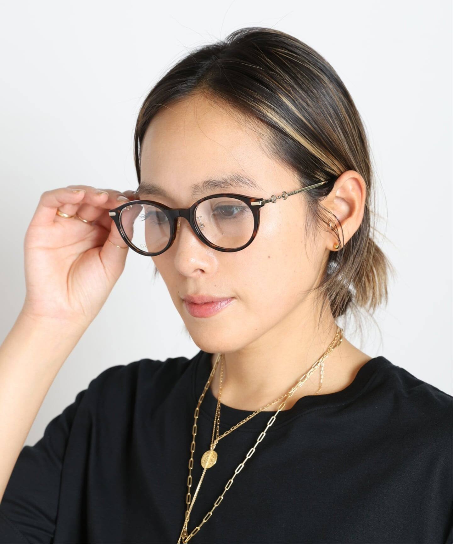 GUCCI/グッチ】brown bit temples glasses（メガネ）｜AP STUDIO