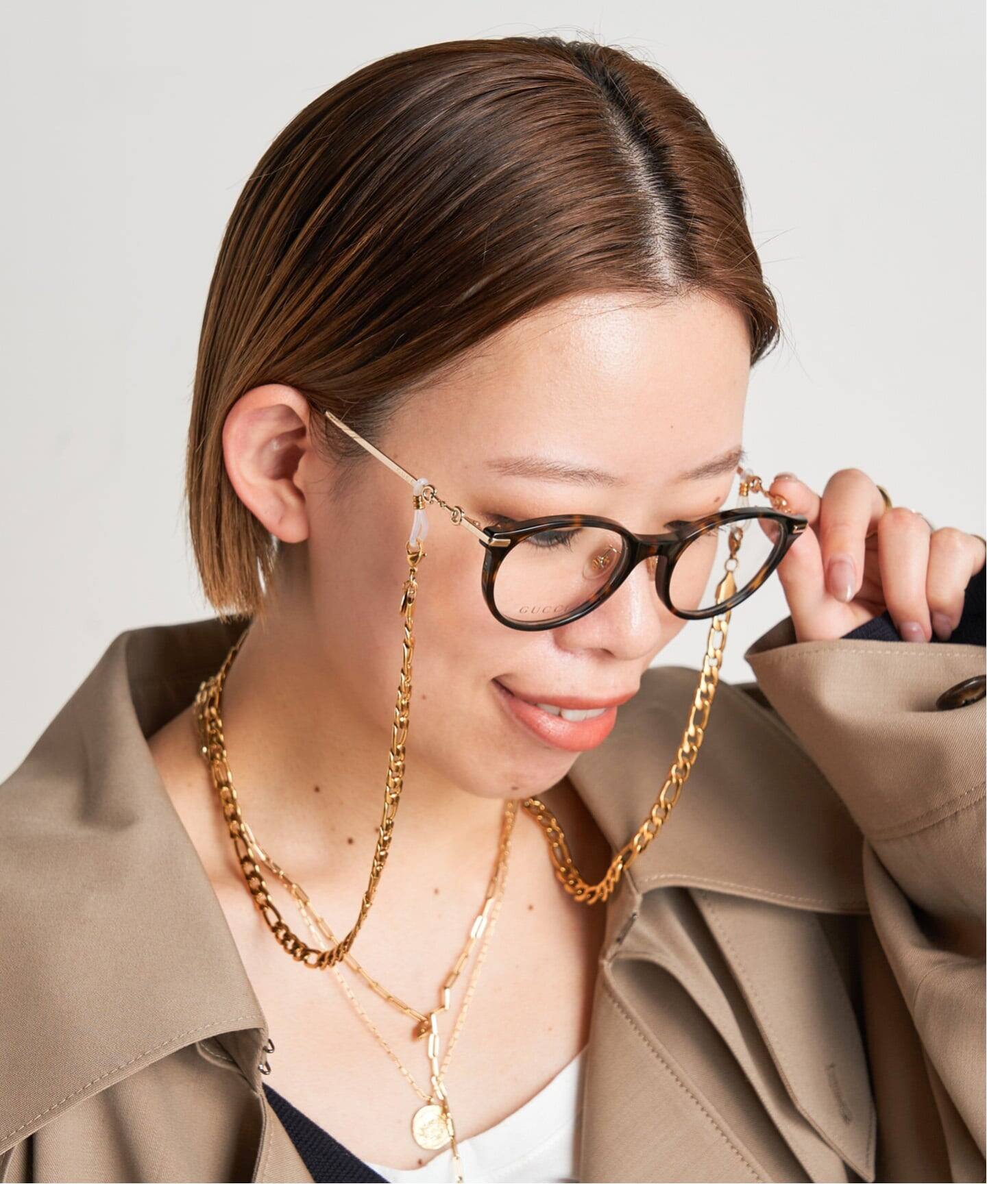 GUCCI/グッチ】brown bit temples glasses（メガネ）｜AP STUDIO