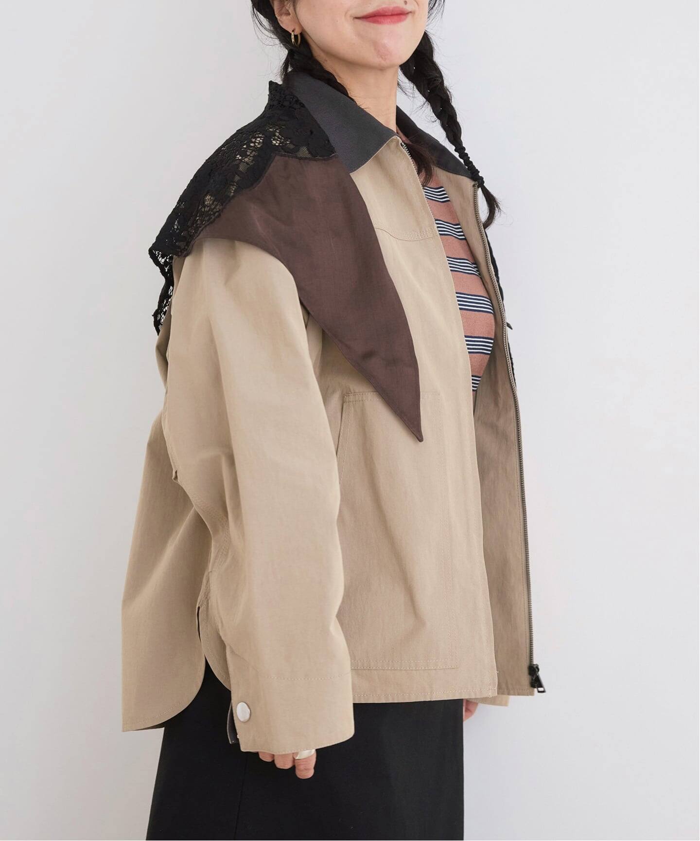 IENA LA BOUCLE R/Lサテンレースコンビバブーシュカ（スカーフ