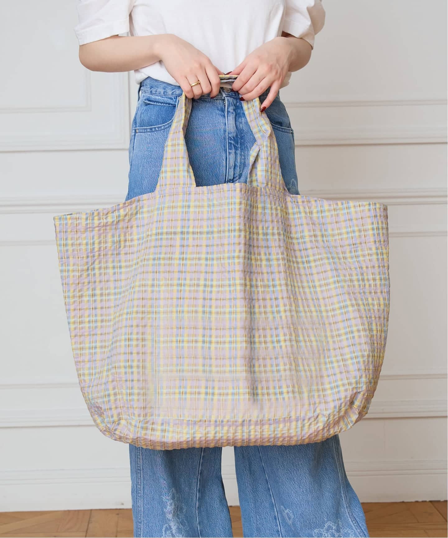 IENA LA BOUCLE シアーチェックトートバッグ（トートバッグ）｜IENA